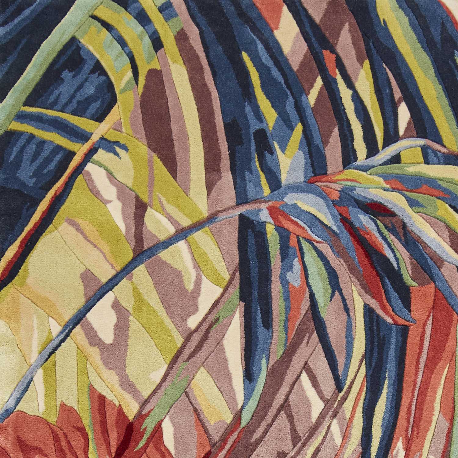 5'x8' Ivory Blue Hand Tufted Tropical Palms Indoor Area Rug