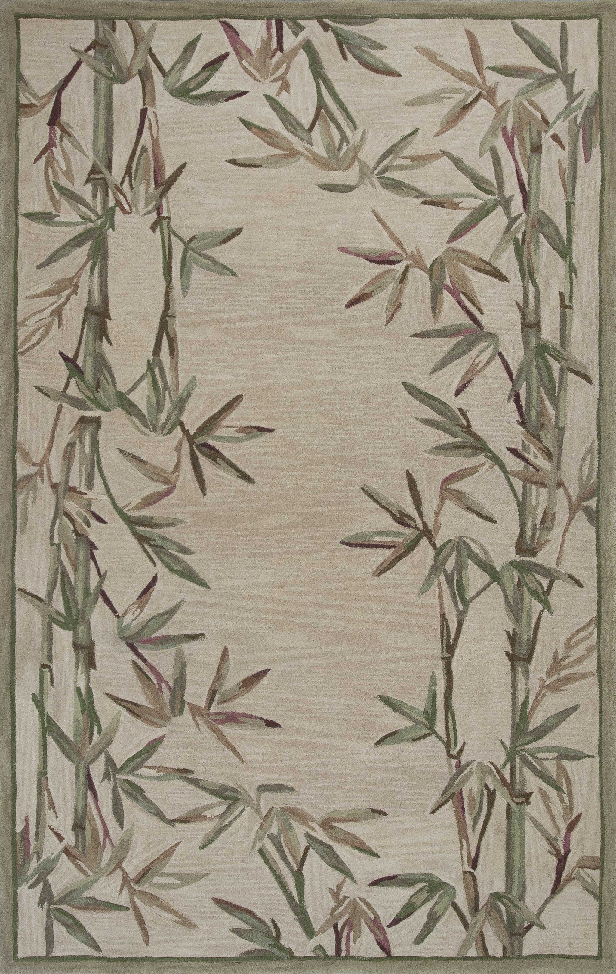 5'x8' Ivory Hand Tufted Bordered Bamboo Indoor Area Rug Default Title