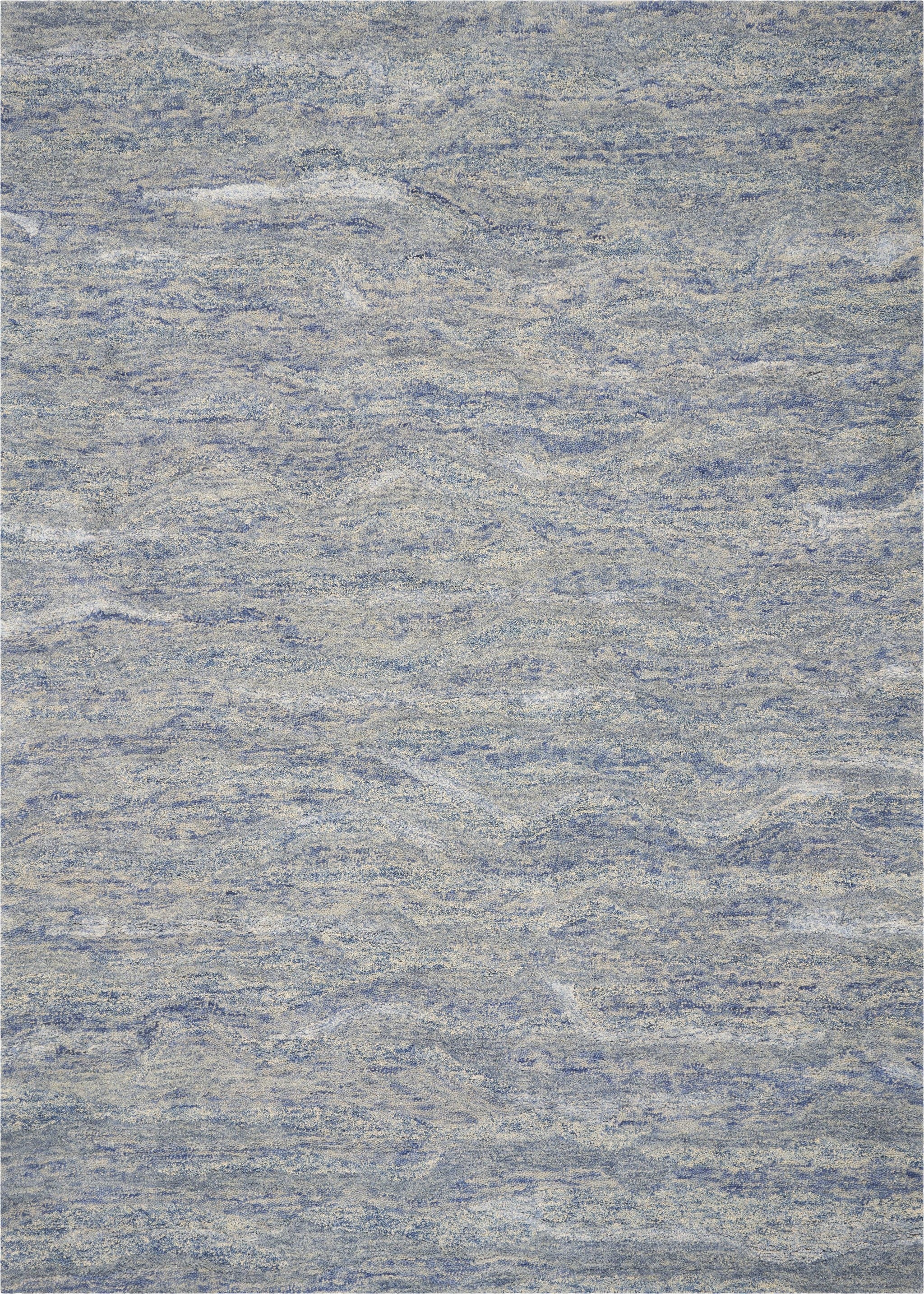 7 x 9  Wool and  Viscose Ocean Blue Area Rug Default Title