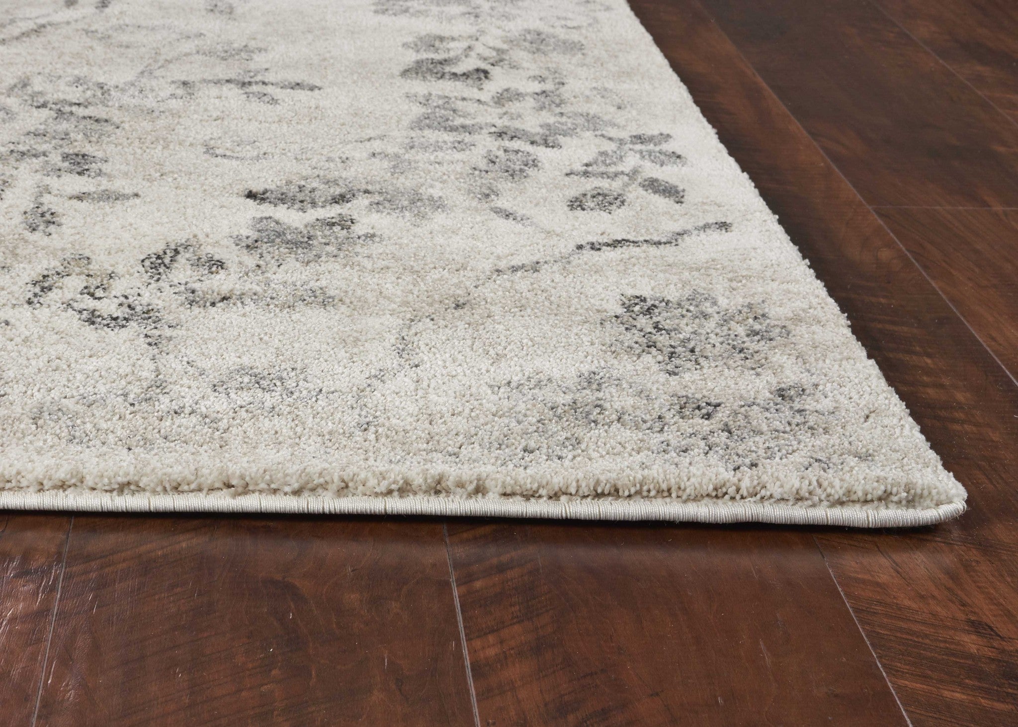 8'x10' Grey Machine Woven Distressed Floral Traditional Indoor Area Rug