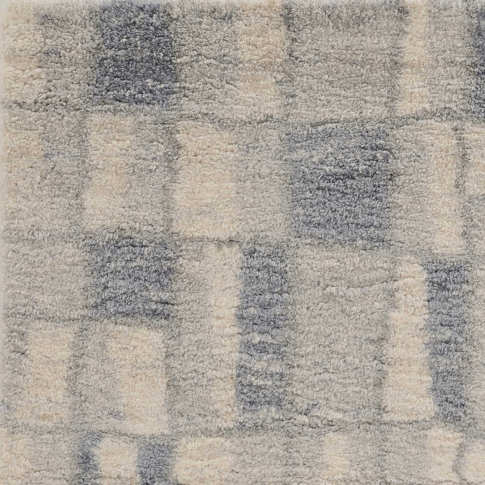 9'x13' Ivory Blue Machine Woven Color Block Abstract Indoor Area Rug Default Title