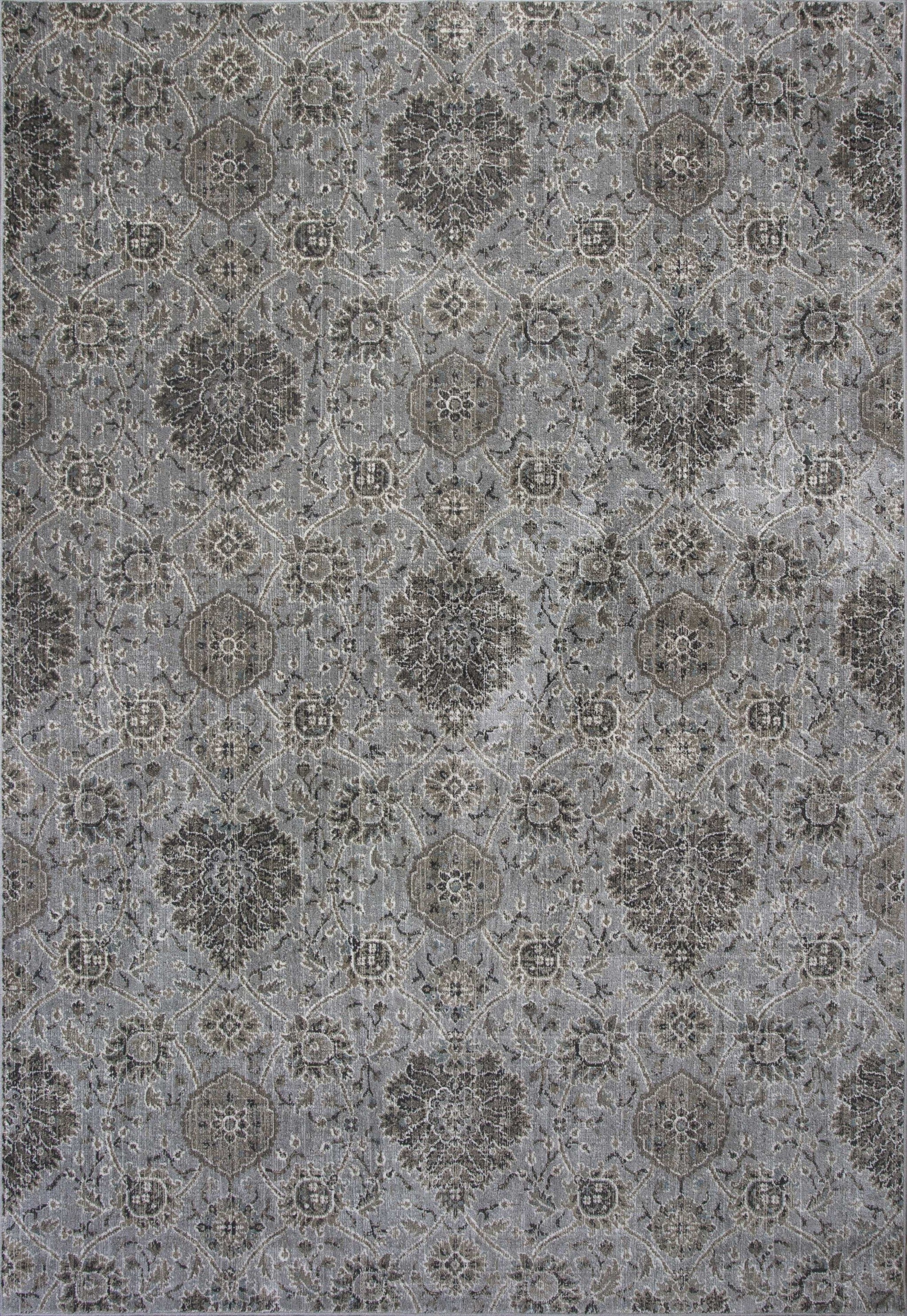 8'x11' Silver Machine Woven Traditional Floral Indoor Area Rug Default Title