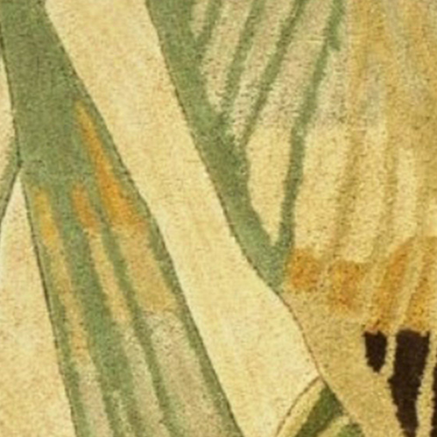 8' Ivory Teal Hand Tufted Tropical Leaves Round Indoor Area Rug