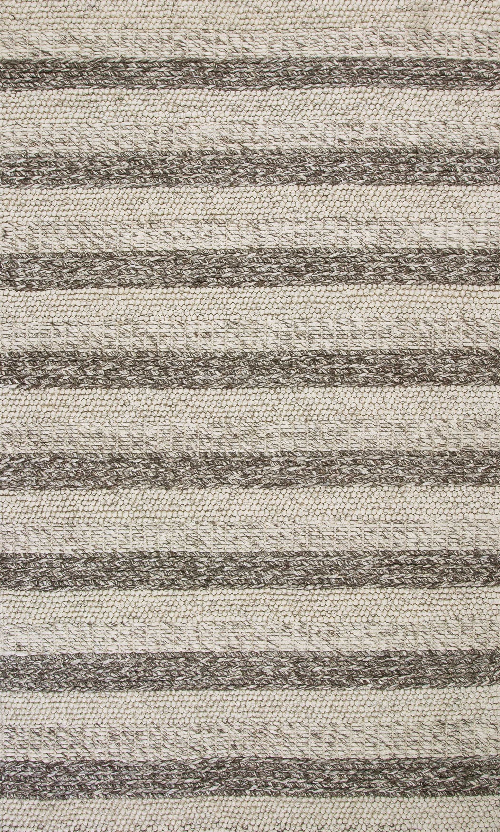 8'x10' Grey White Hand Woven Knobby Stripes Indoor Area Rug Default Title