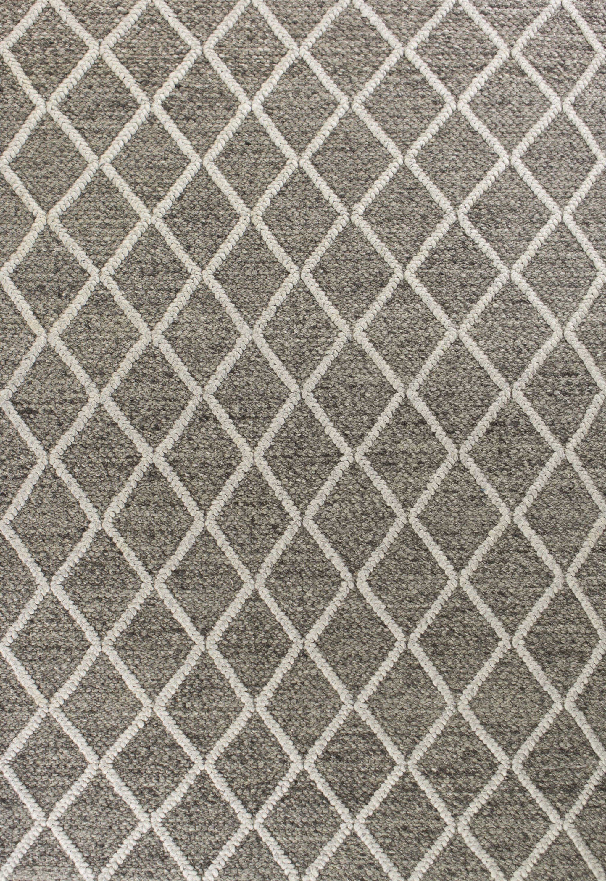 8'x10' Dark Grey Hand Woven Diamond Pattern Indoor Area Rug Default Title