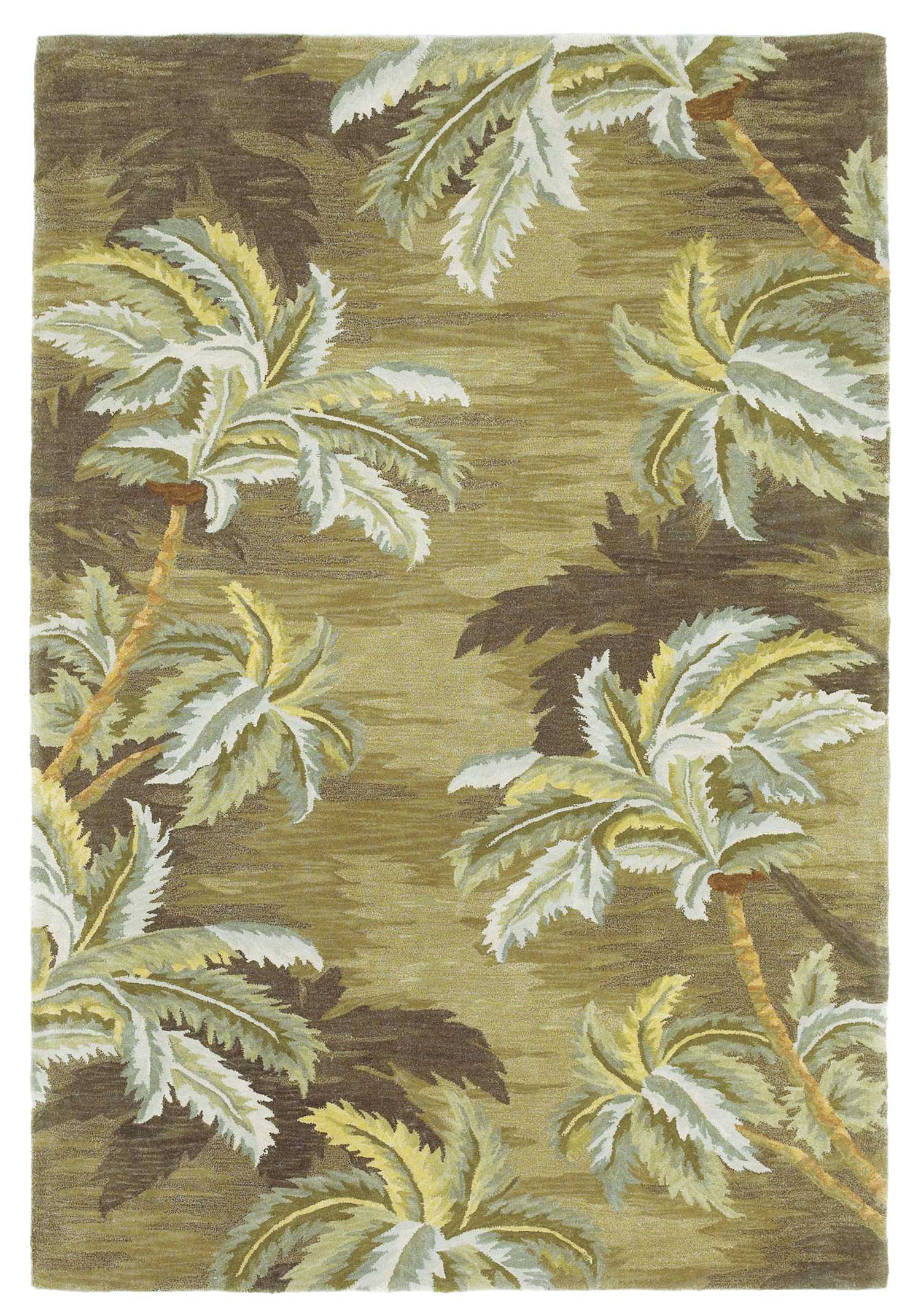 8'x10' Moss Green Hand Tufted Palm Trees Indoor Area Rug Default Title