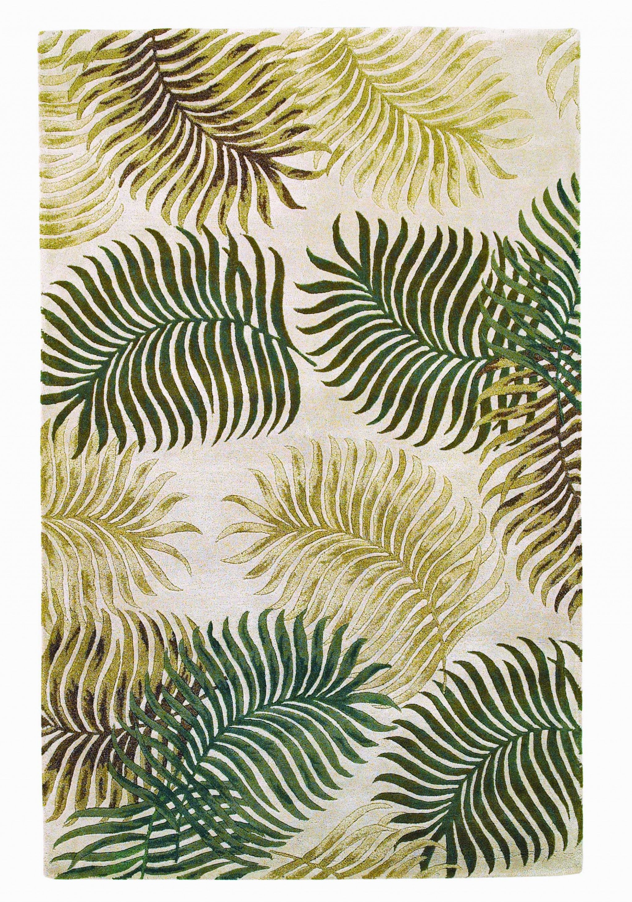 8'x11' Natural Beige Hand Tufted Tropical Leaves Indoor Area Rug Default Title