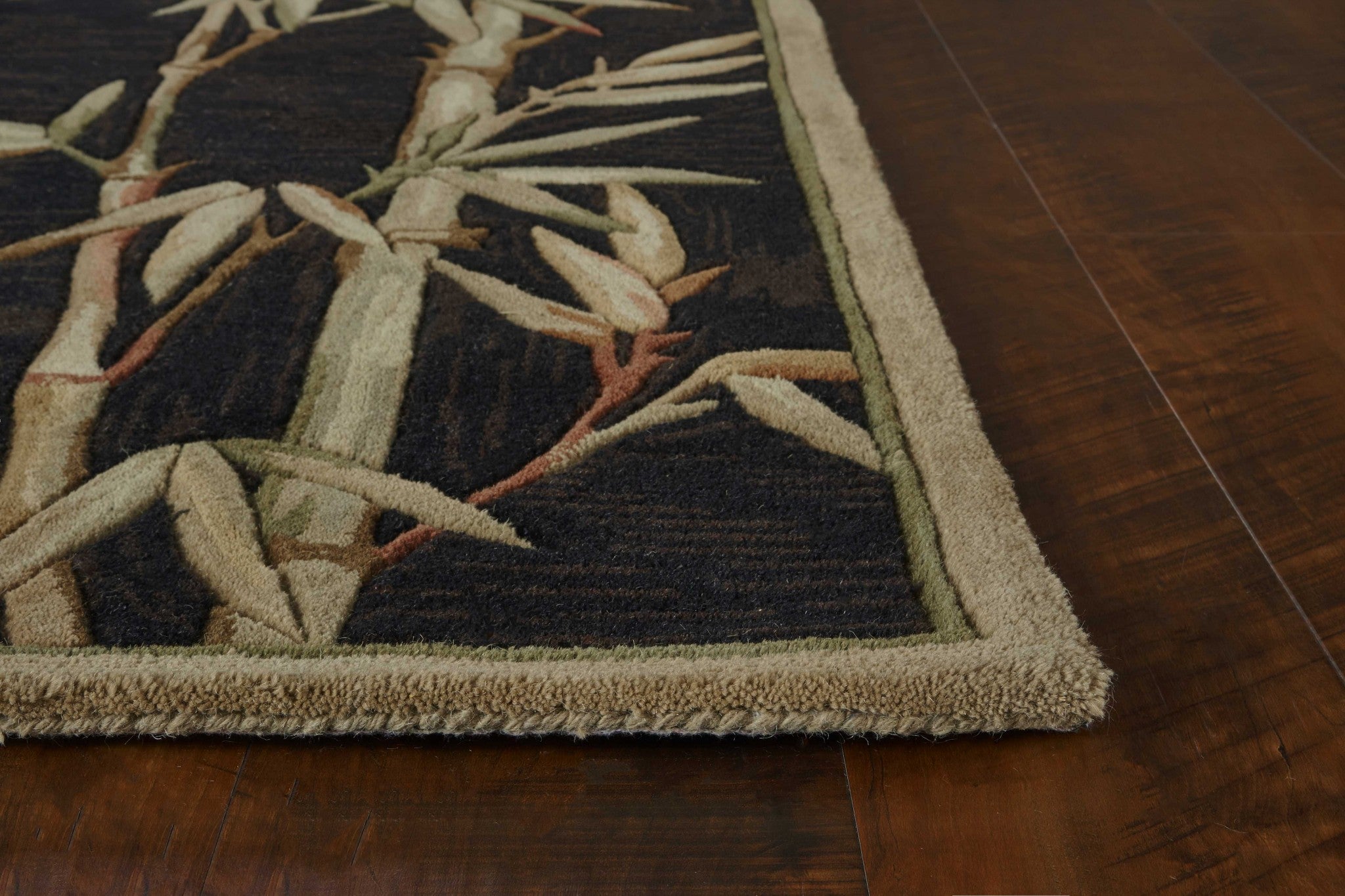 8' x 11'  Wool Black and Bamboo Area Rug Default Title