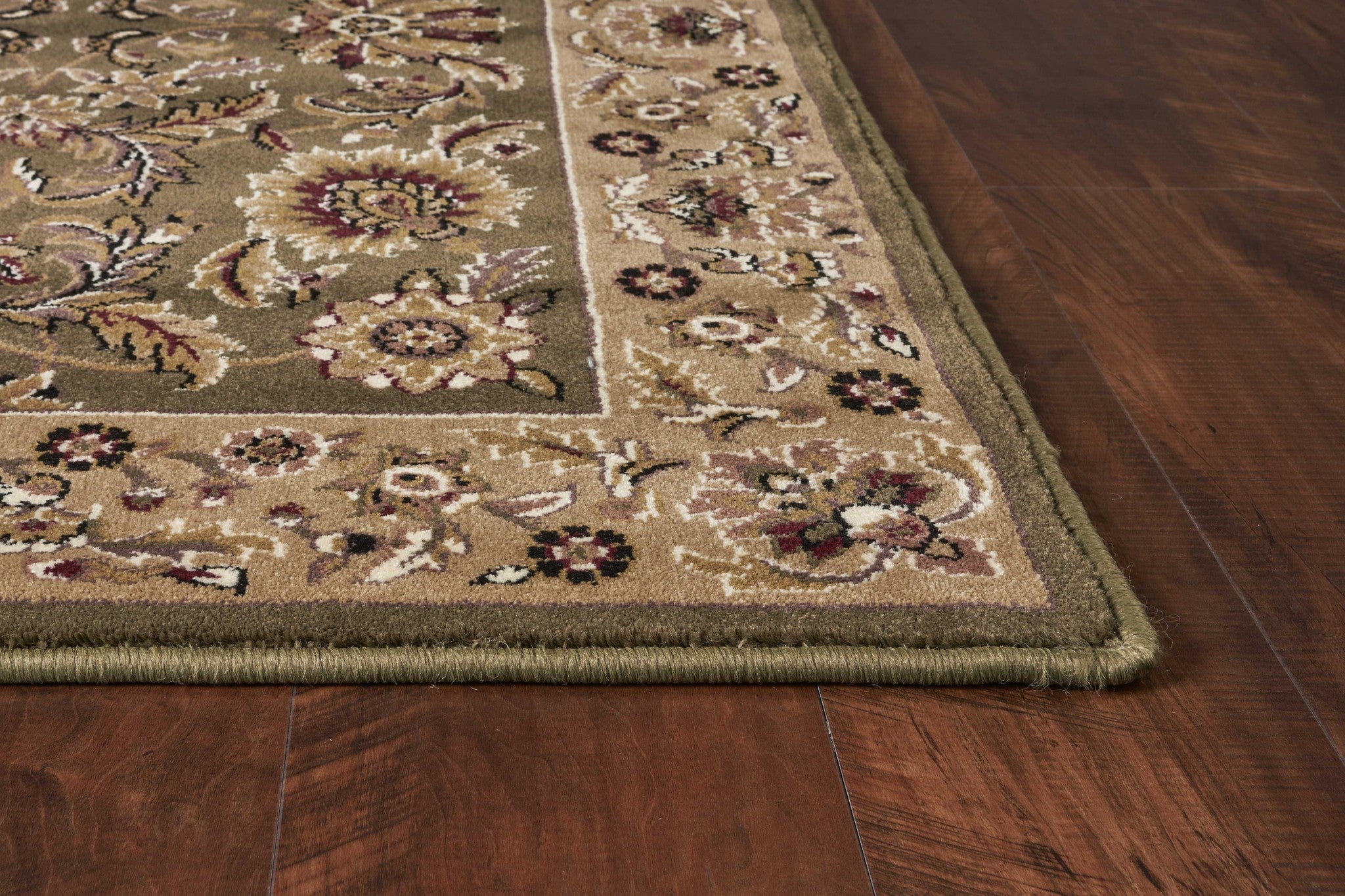 10'x13' Green Taupe Machine Woven Floral Traditional Indoor Area Rug