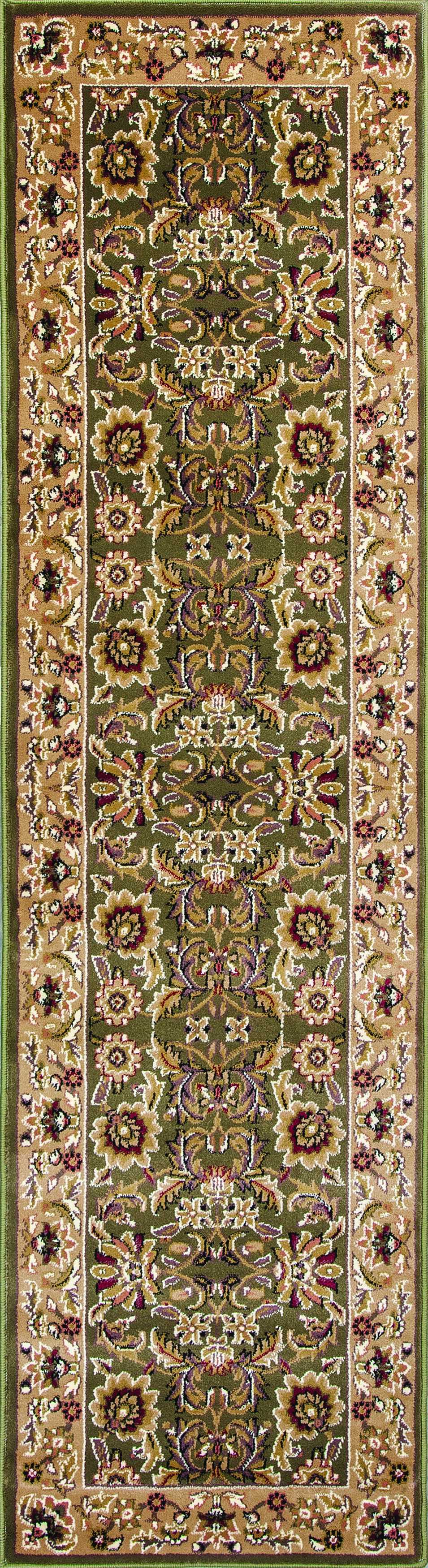 10'x13' Green Taupe Machine Woven Floral Traditional Indoor Area Rug