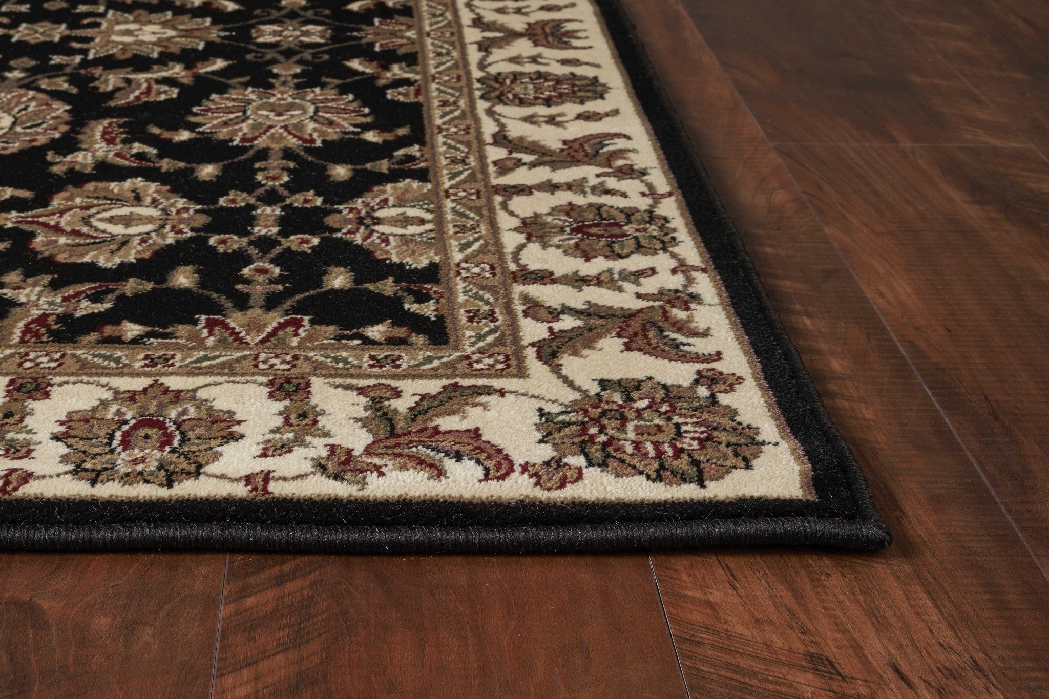 10'x13' Black Ivory Machine Woven Floral Traditional Indoor Area Rug