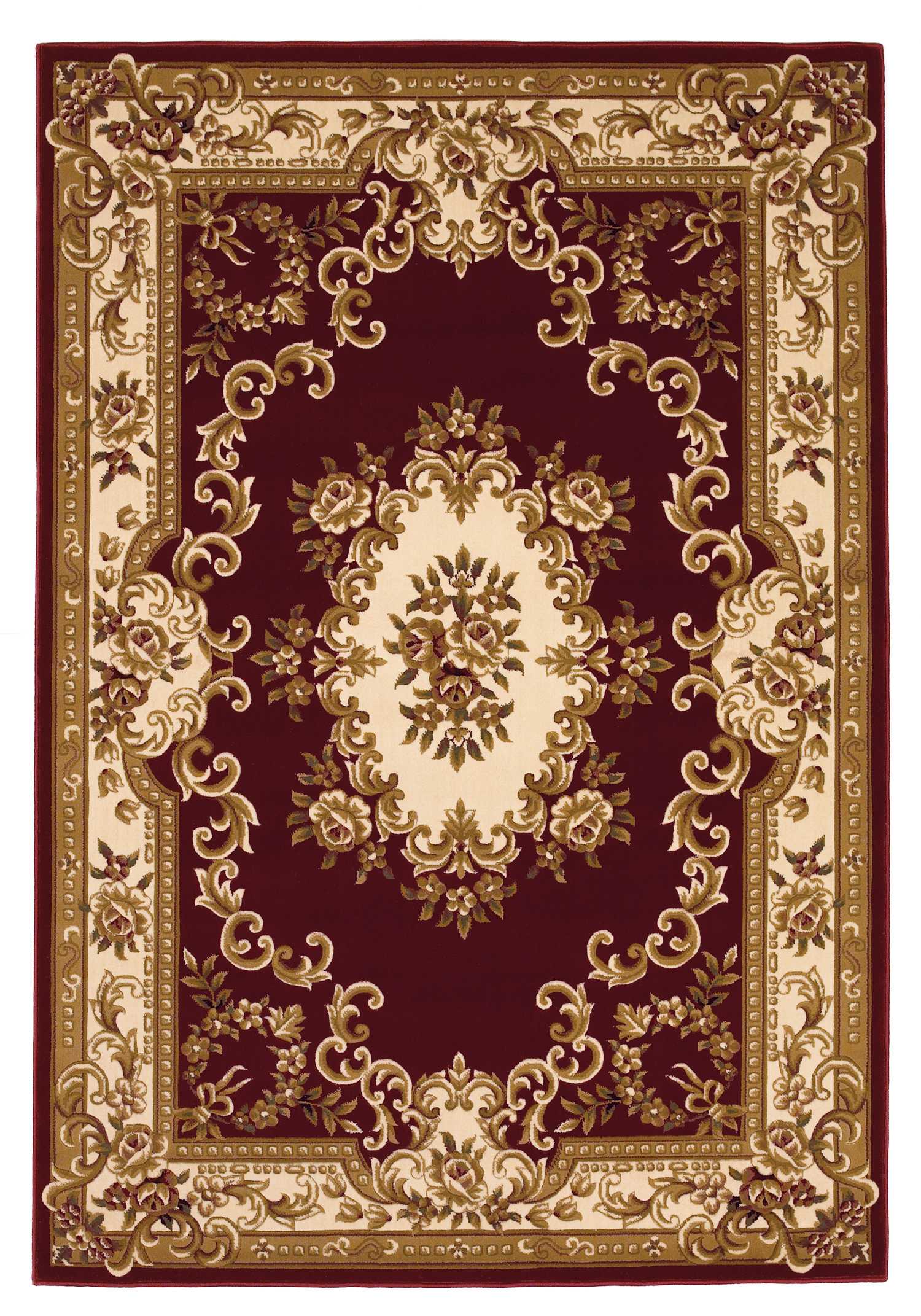 10'x13' Red Ivory Machine Woven Hand Carved Floral Medallion Indoor Area Rug Default Title