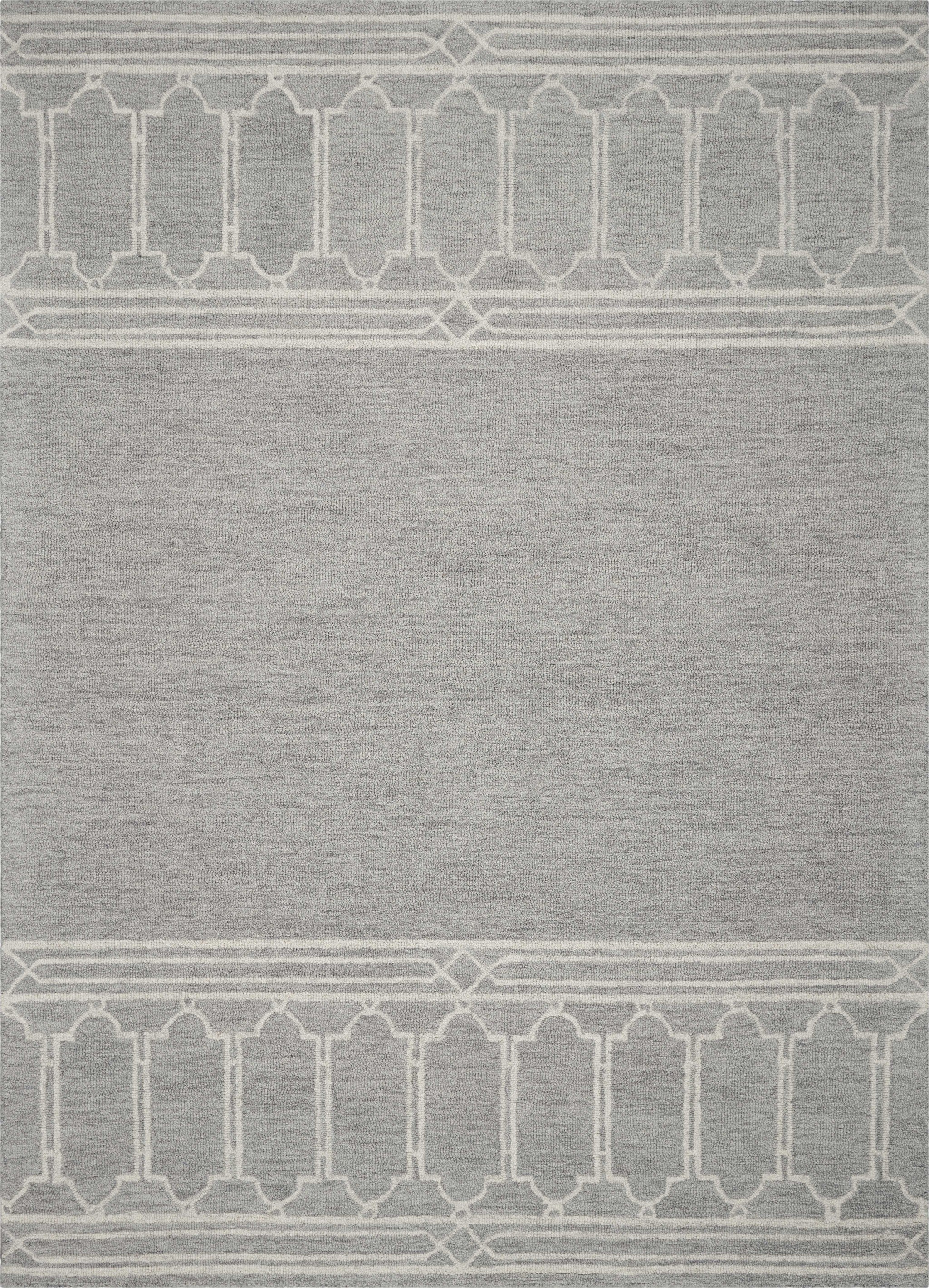 9'x12' Grey Hand Tufted Geometric Indoor Area Rug