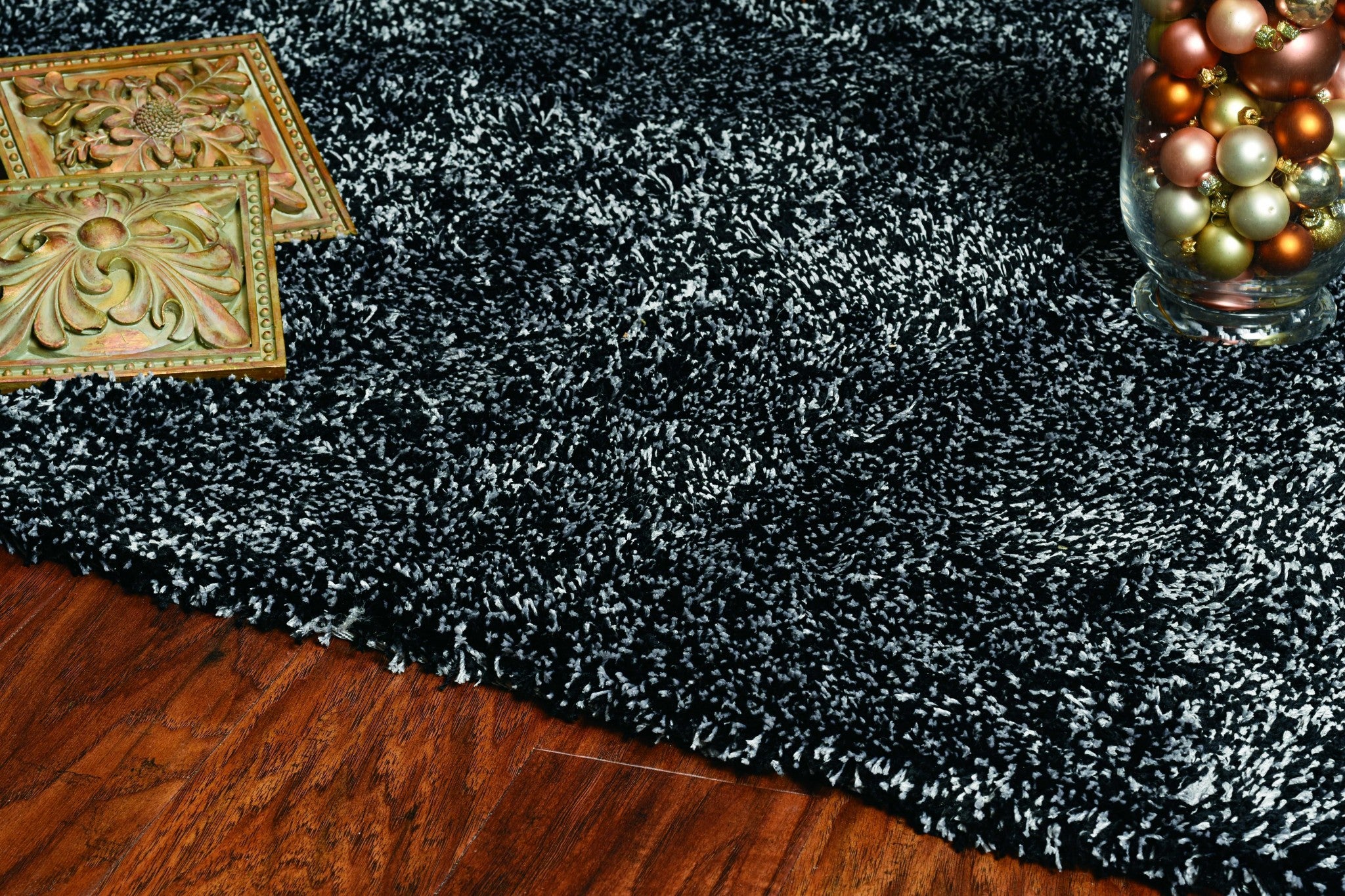 9' x 13' Polyester Black Heather Area Rug