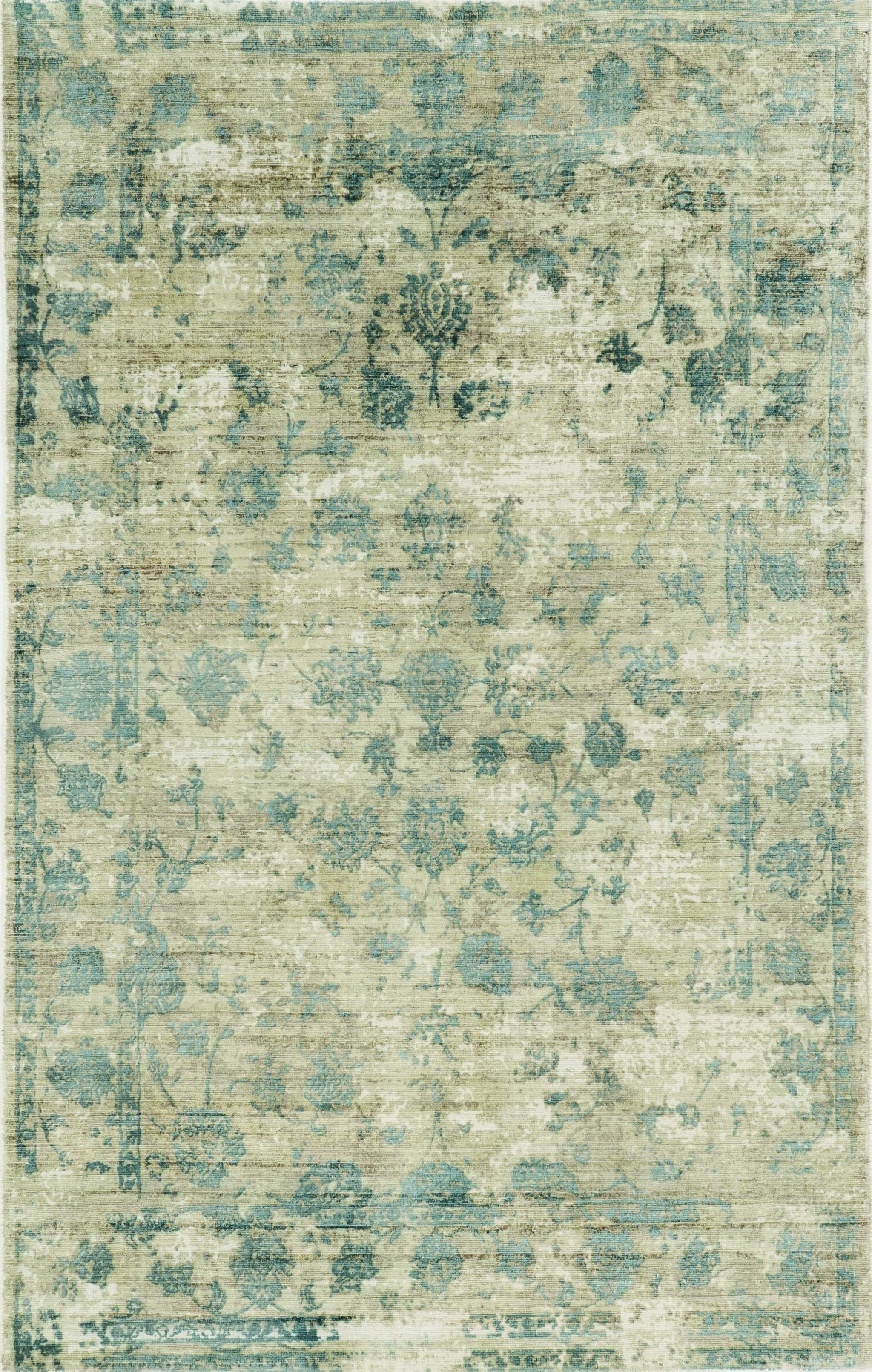 9'x12' Sand Blue Hand Loomed Traditional Floral Indoor Area Rug