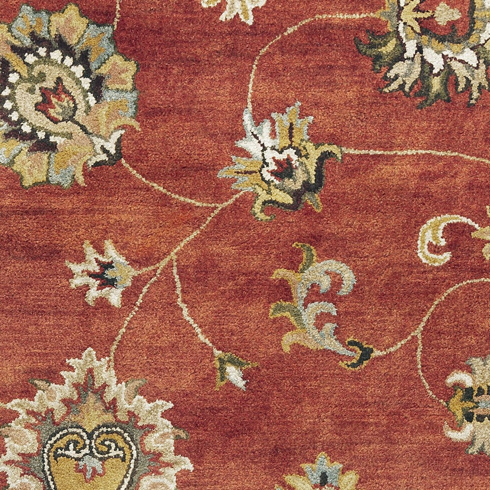 9'x13' Sienna Orange Hand Tufted Traditional Floral Indoor Area Rug