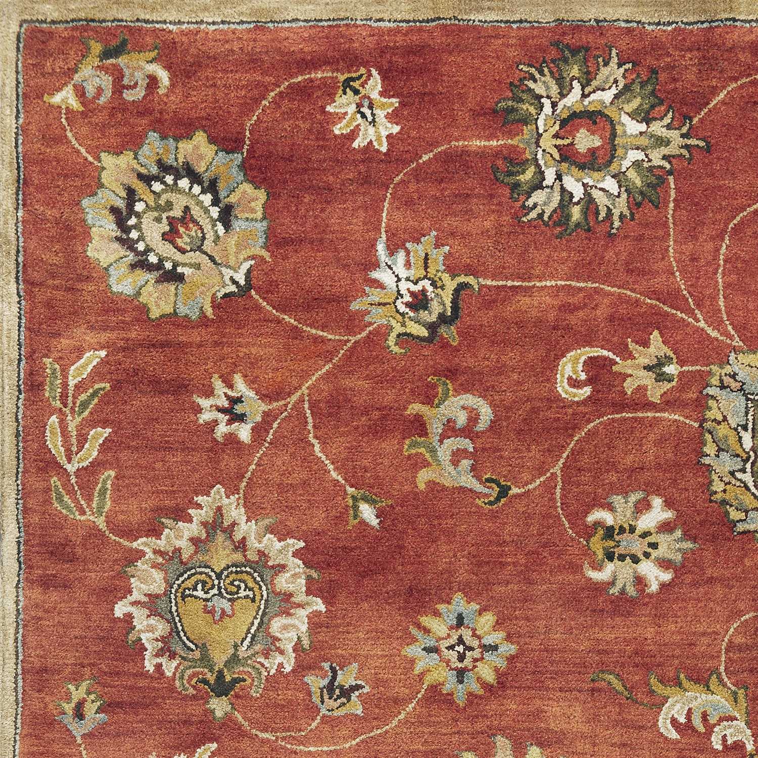 9'x13' Sienna Orange Hand Tufted Traditional Floral Indoor Area Rug