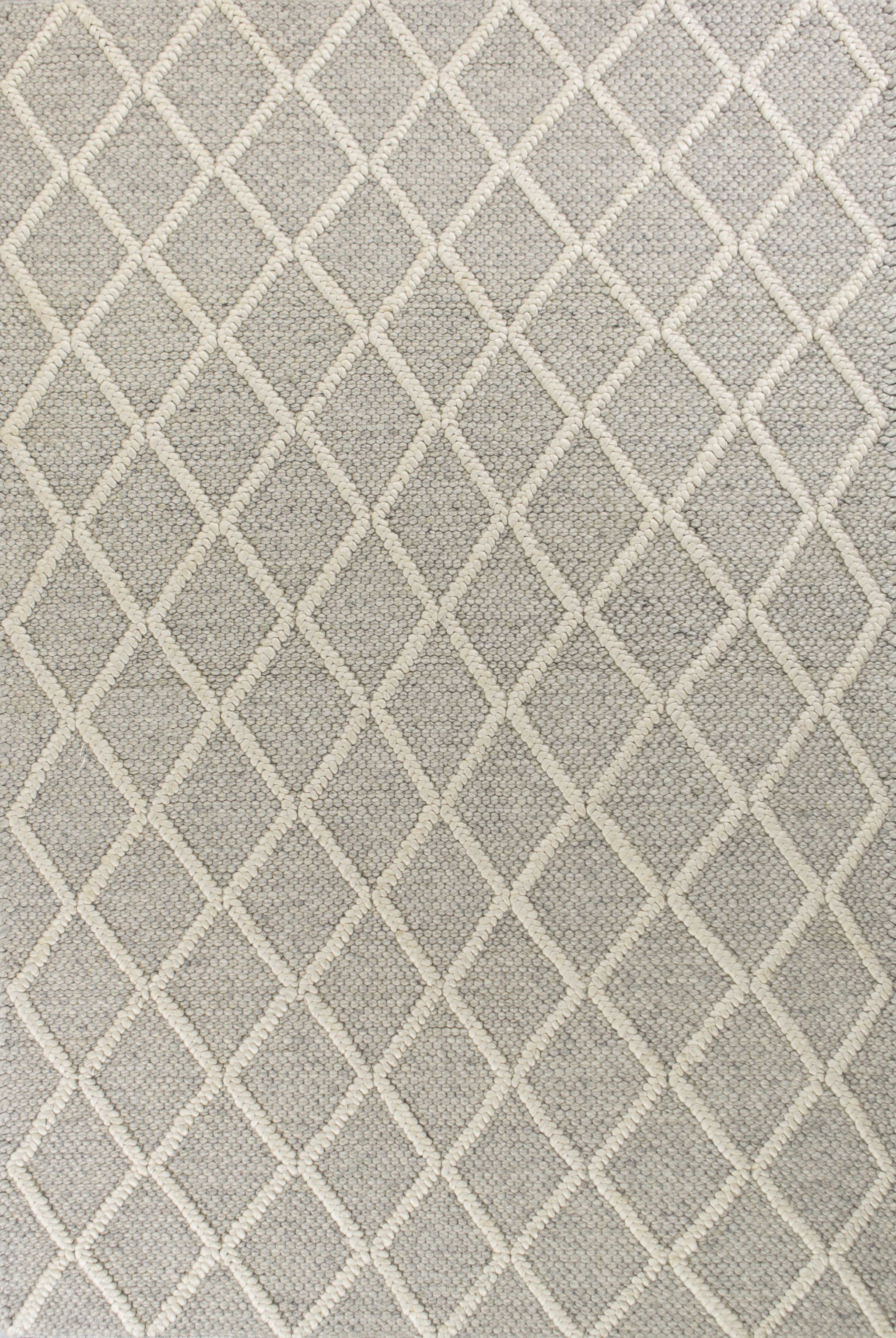 9'x13' Grey Hand Woven Diamond Pattern Indoor Area Rug