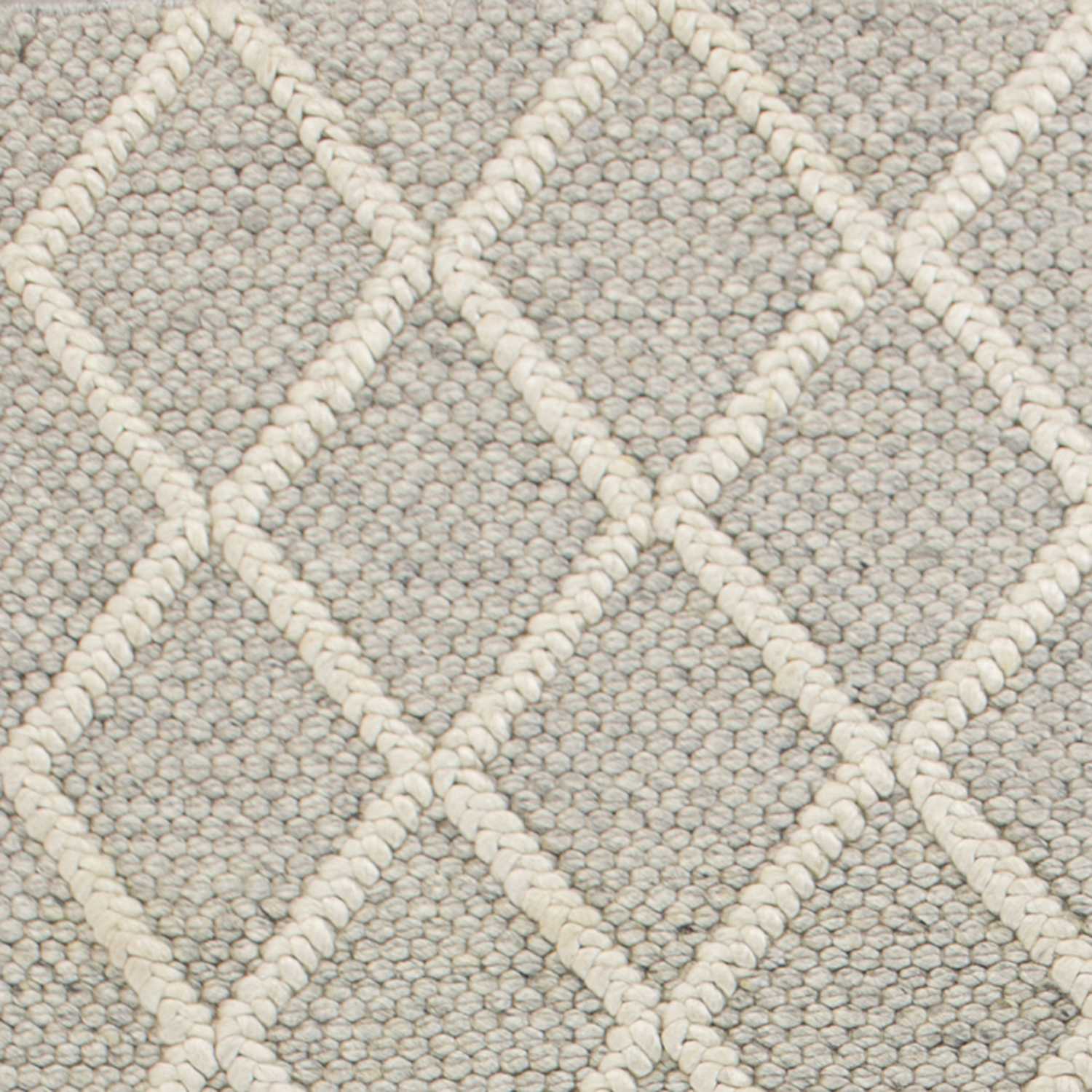 9'x13' Grey Hand Woven Diamond Pattern Indoor Area Rug