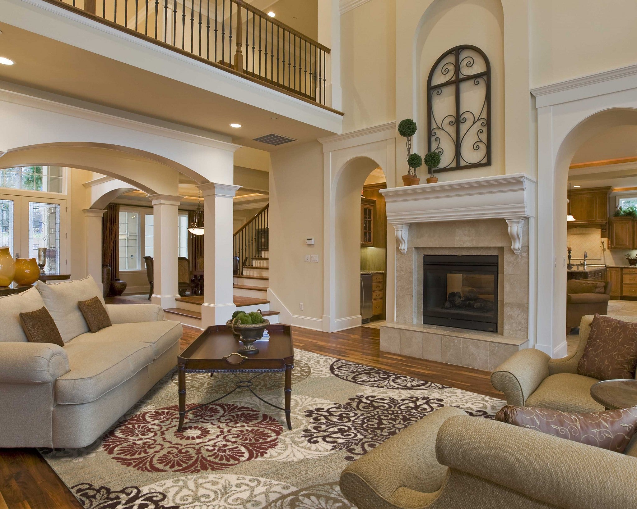 5'x8' Sage Green Machine Woven Floral Medallion Disk Indoor Area Rug