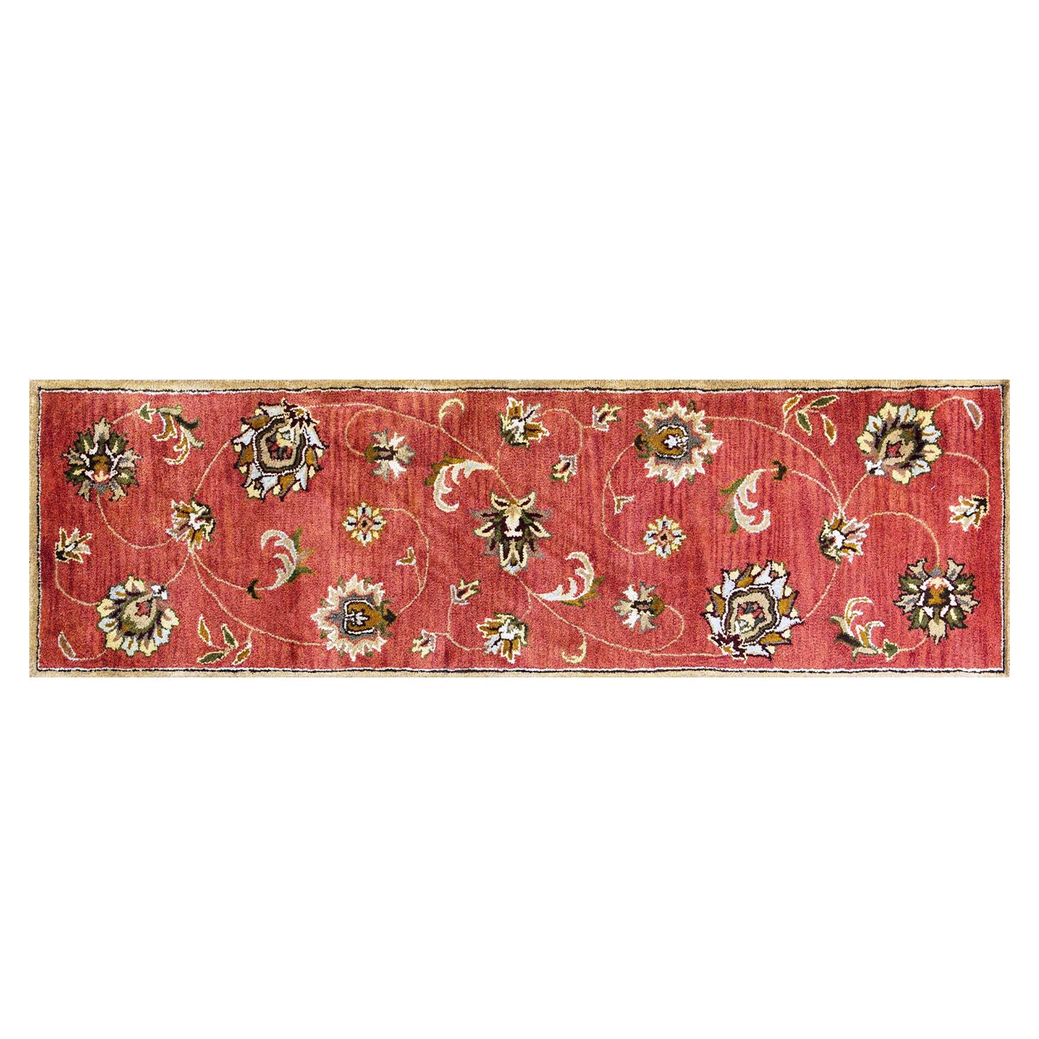 2' x 7' Sienna Floral Vines Wool Runner Rug