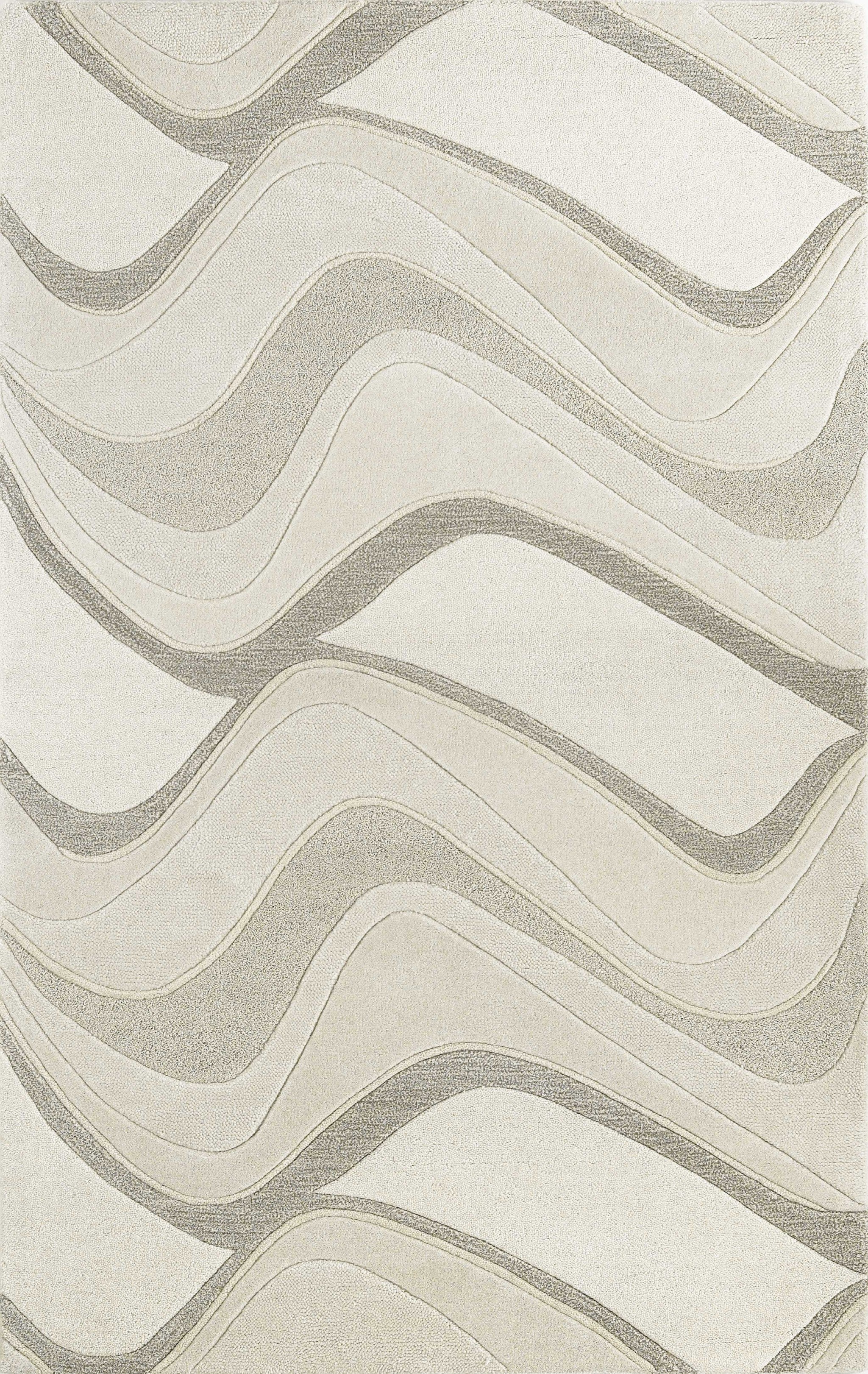 3'x5' Ivory Hand Tufted Abstract Waves Indoor Area Rug Default Title