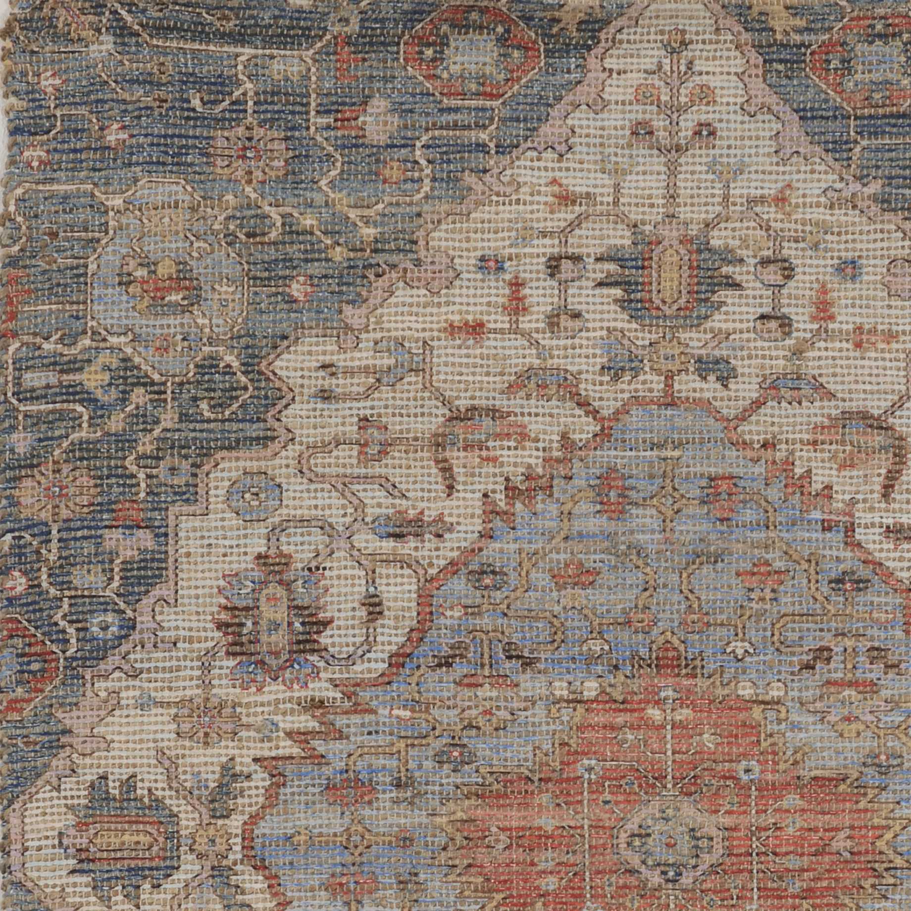 5' x 7' Blue or Red Vintage Diamond Jute Area Rug Default Title