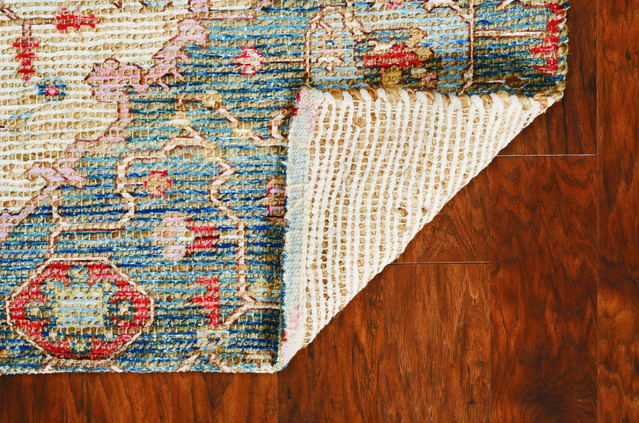 5' x 7' Blue or Red Vintage Diamond Jute Area Rug Default Title