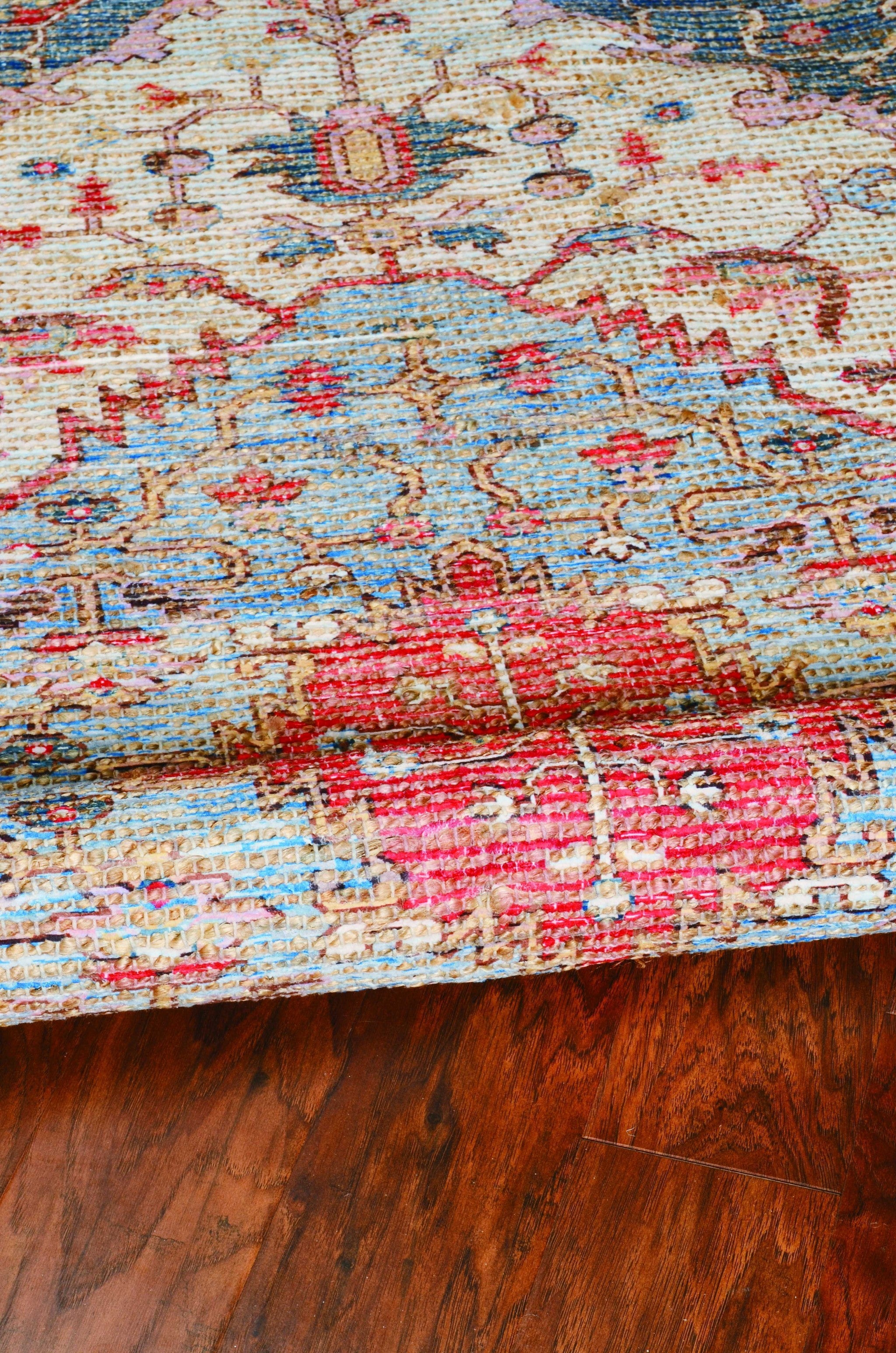 5' x 7' Blue or Red Vintage Diamond Jute Area Rug Default Title