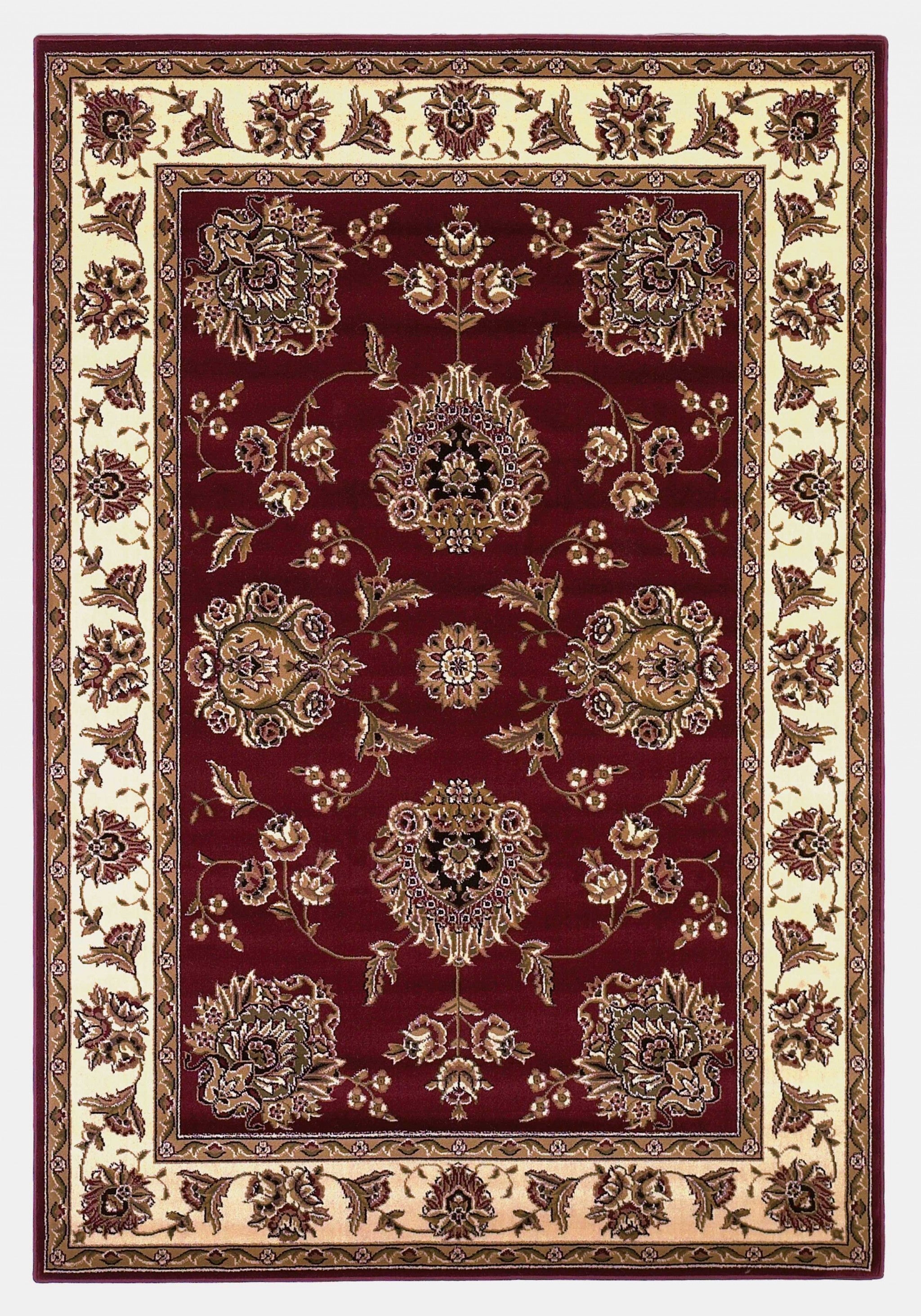 5' x 8' Red or Ivory Floral Bordered Area Rug Default Title