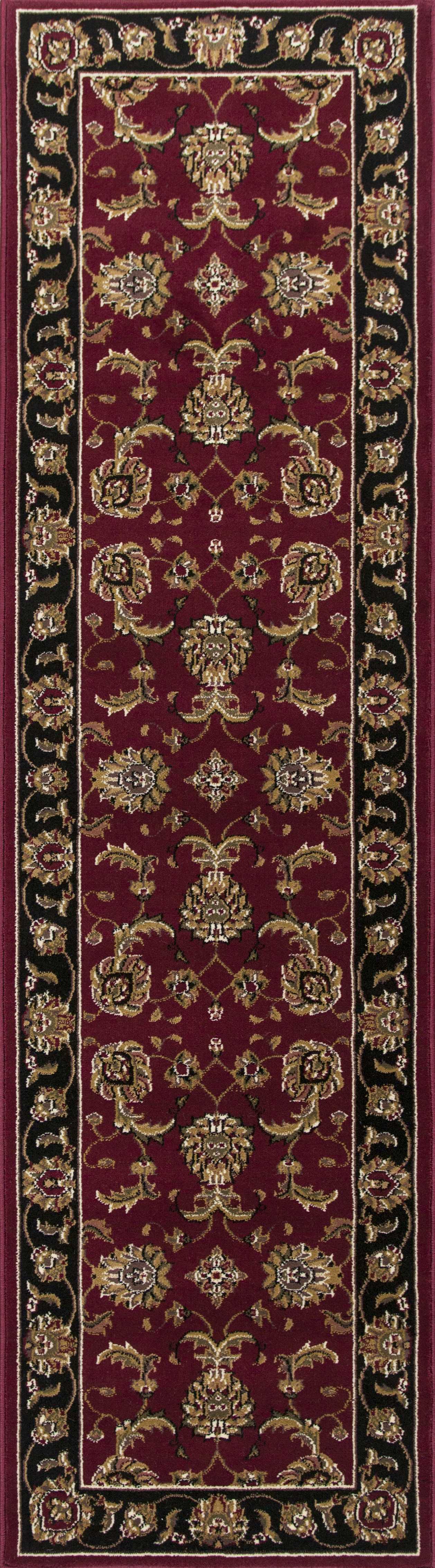 5'x8' Red Black Machine Woven Floral Traditional Indoor Area Rug