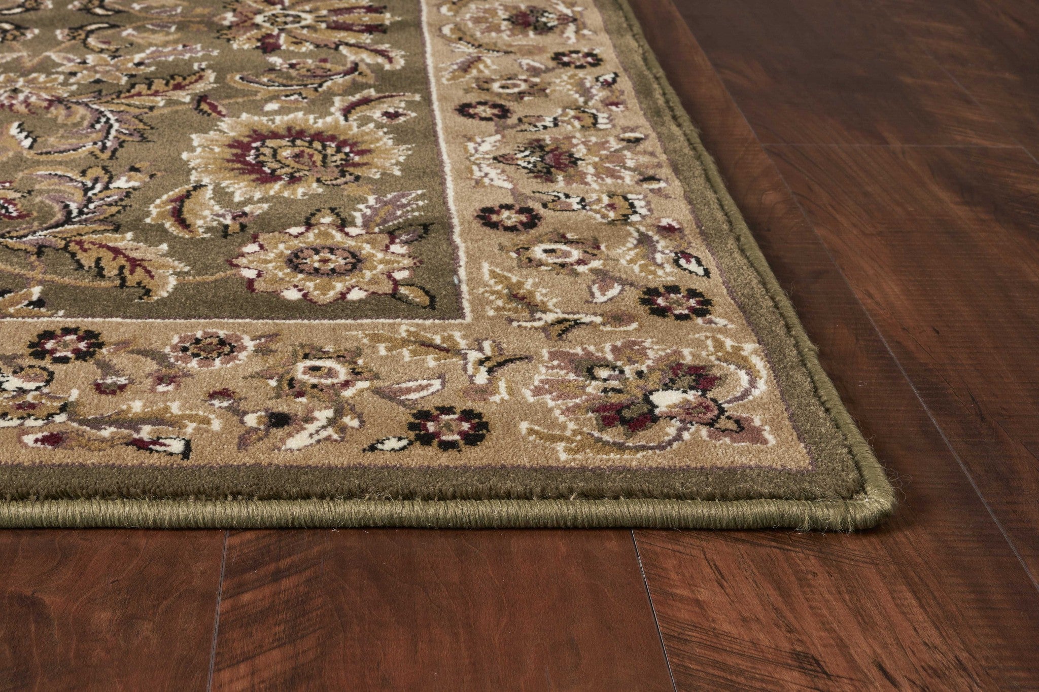 5' x 8' Green or Taupe Floral Bordered Area Rug