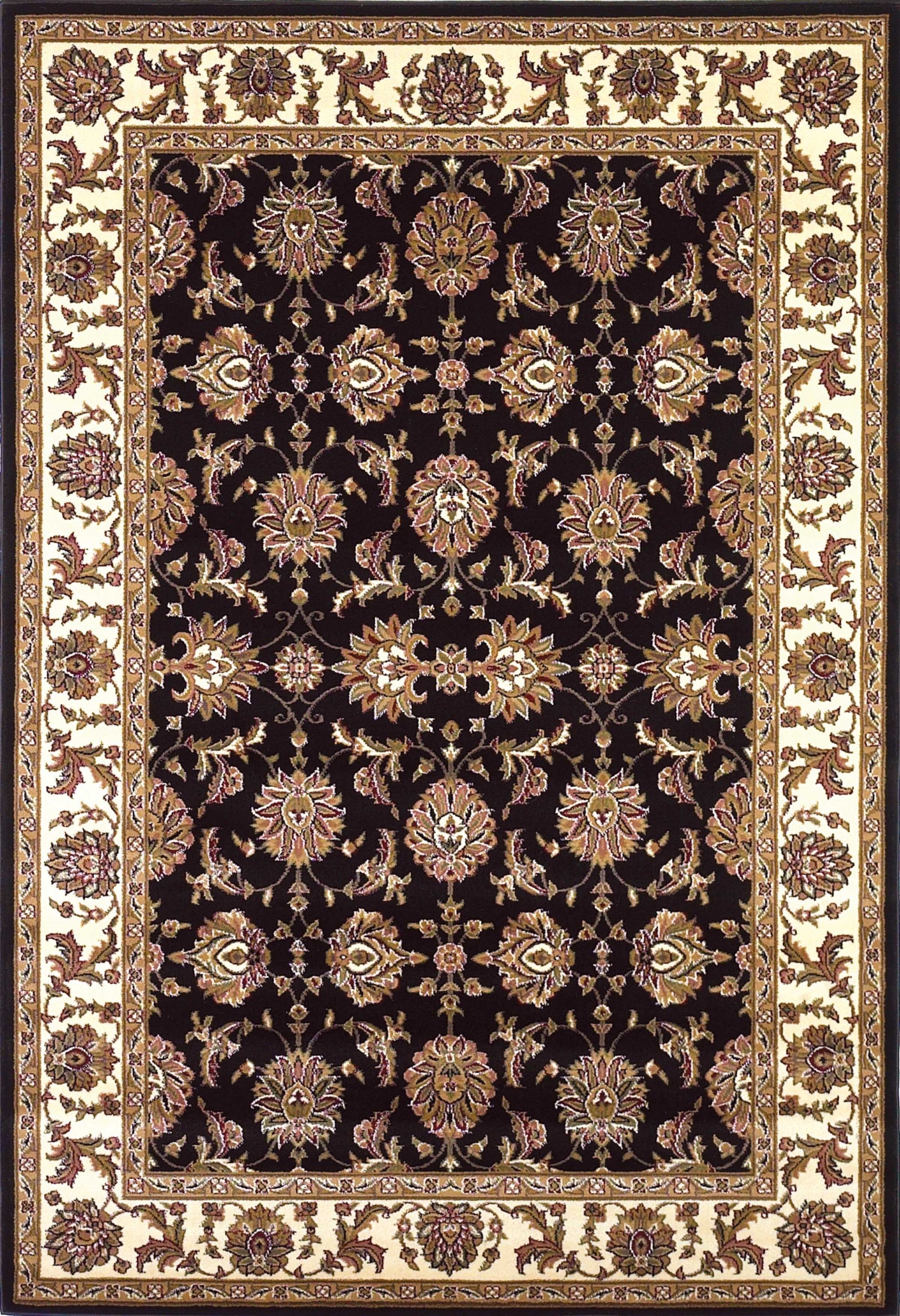 5' x 8' Black or Ivory Floral Bordered Area Rug Default Title