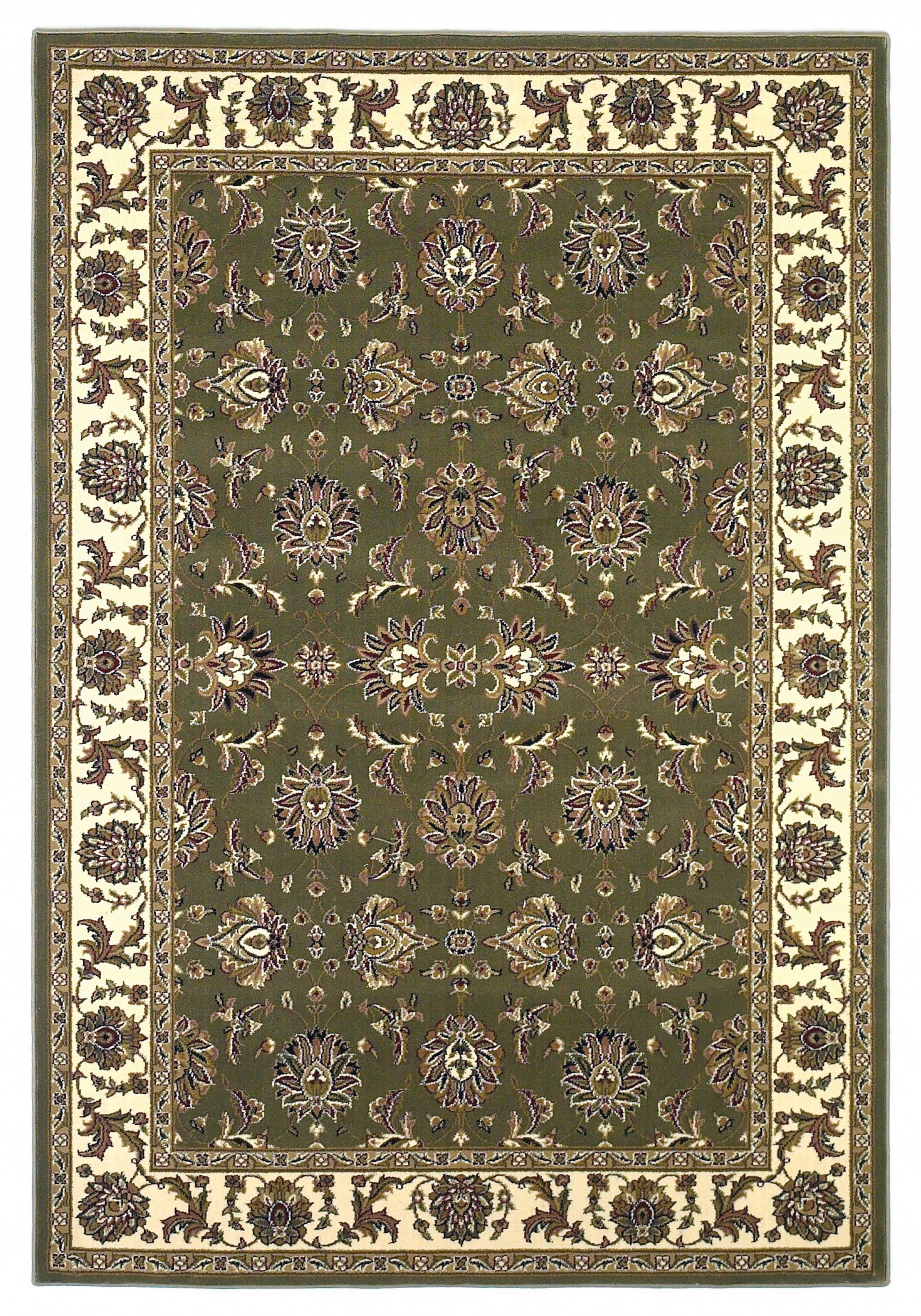 5'x8' Green Ivory Machine Woven Floral Traditional Indoor Area Rug Default Title