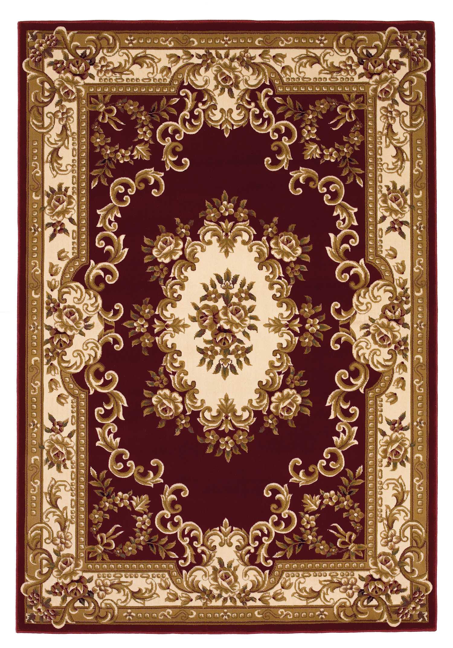 5' x 8' Red or Ivory Floral Bordered Indoor Area Rug Default Title