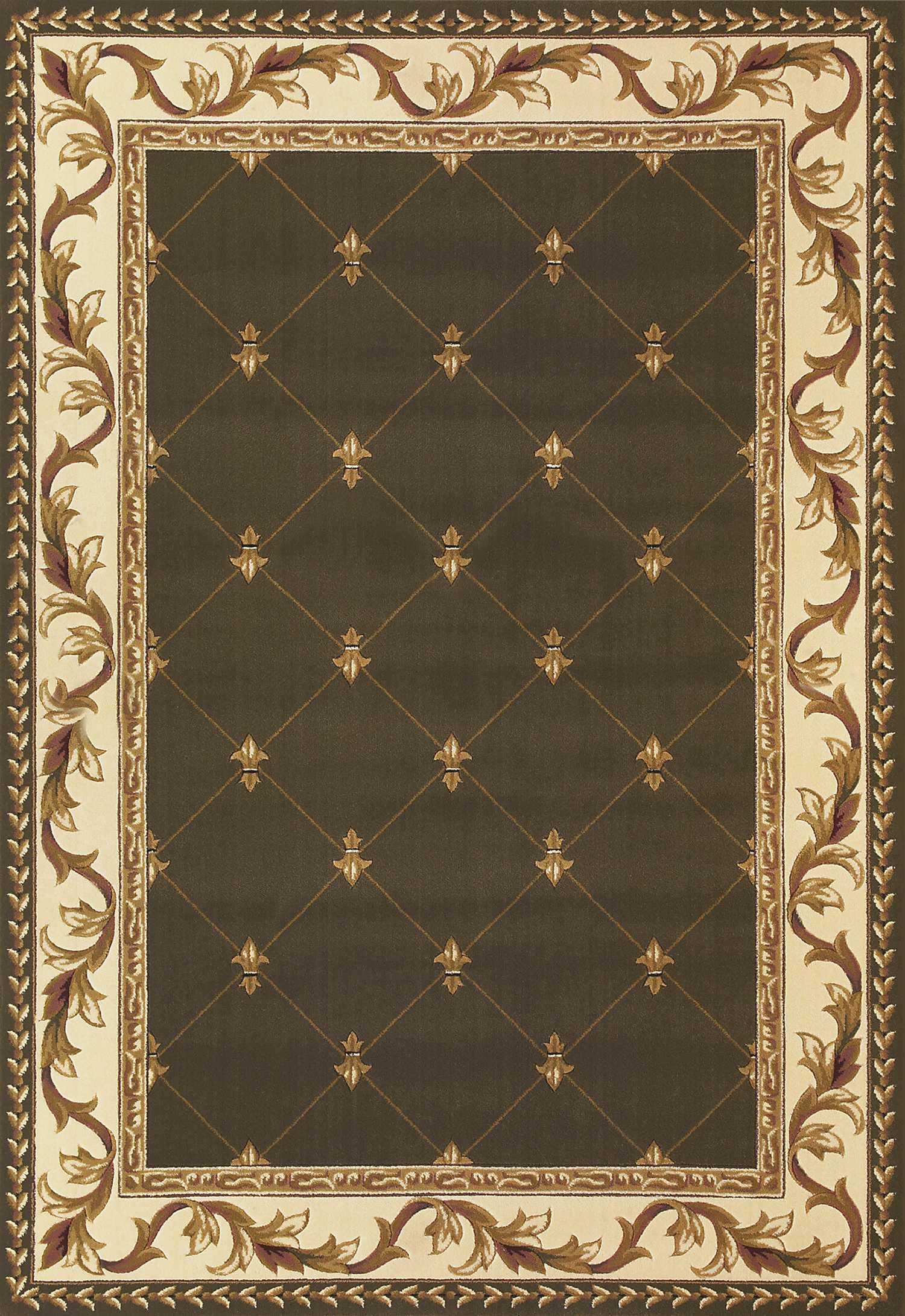 5'x8' Green Machine Woven Hand Carved Fleur De Lis Indoor Area Rug Default Title
