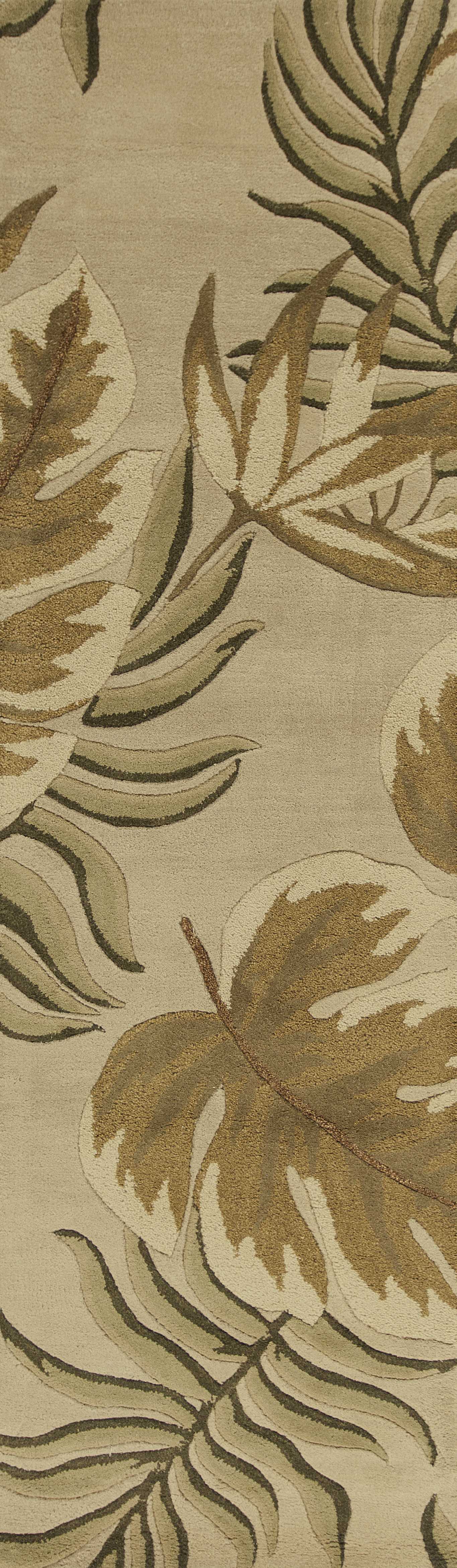 2' x 8' Sand Leaves Wool Runner Rug