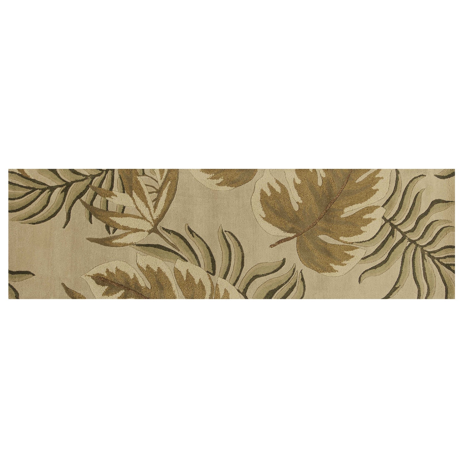 2' x 8' Sand Leaves Wool Runner Rug