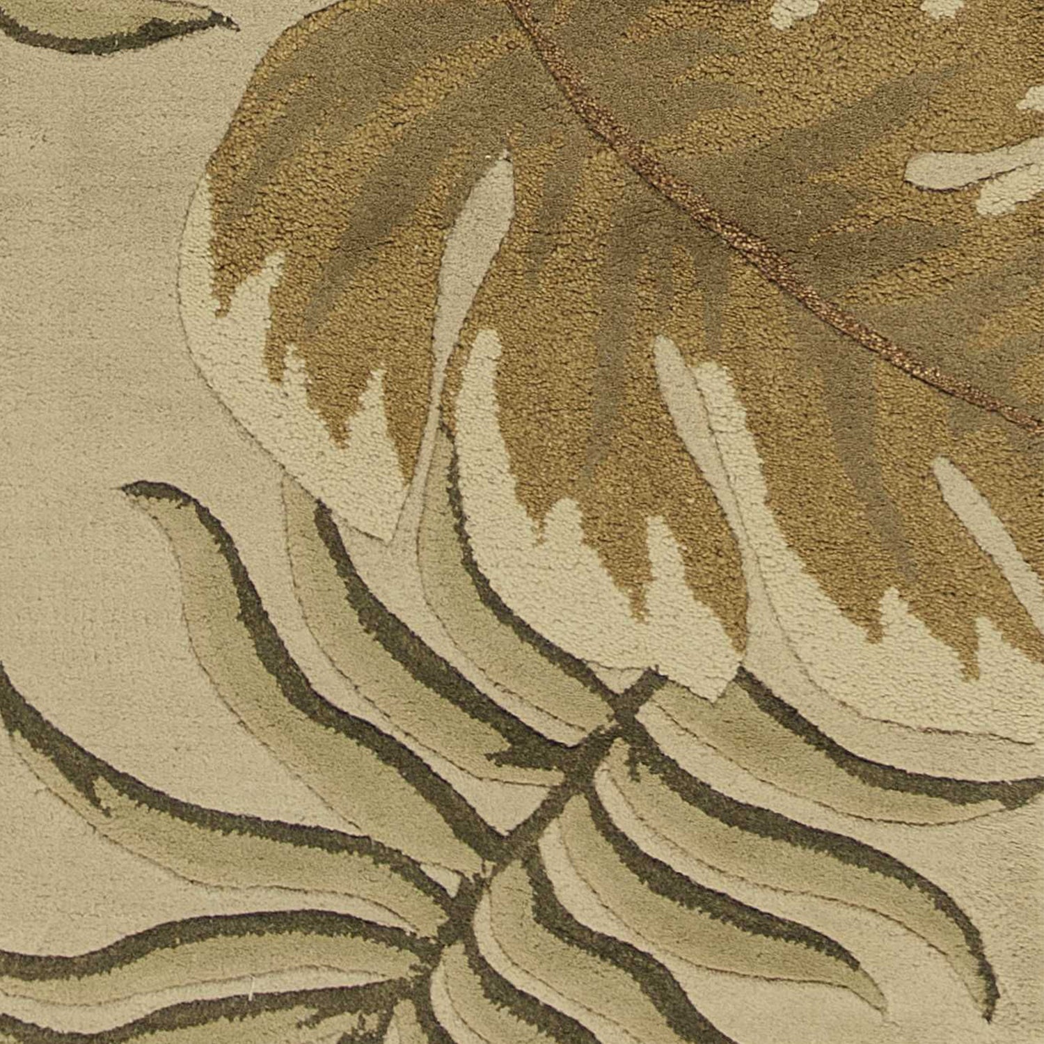 2' x 8' Sand Leaves Wool Runner Rug