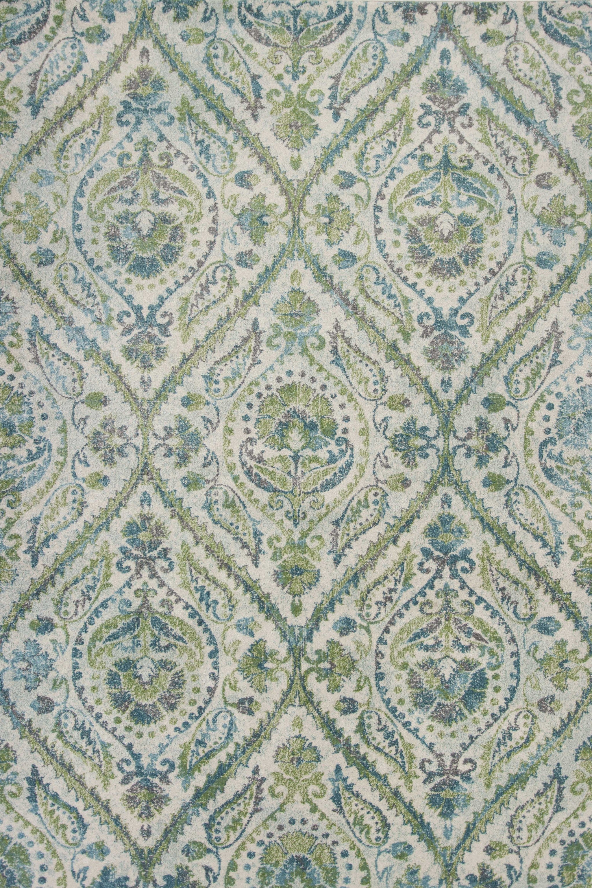 5' x 8' Ivory or Teal Tropical Parisian Indoor Area Rug Default Title