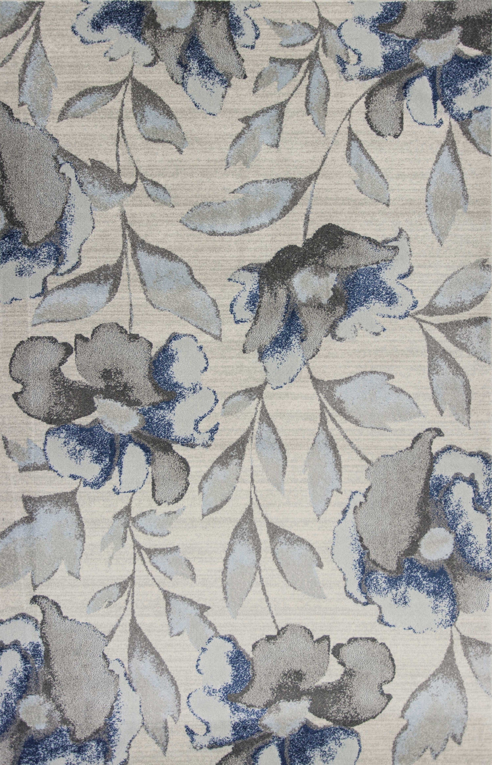 5' x 8' Grey or Blue Floral Indoor Area Rug Default Title