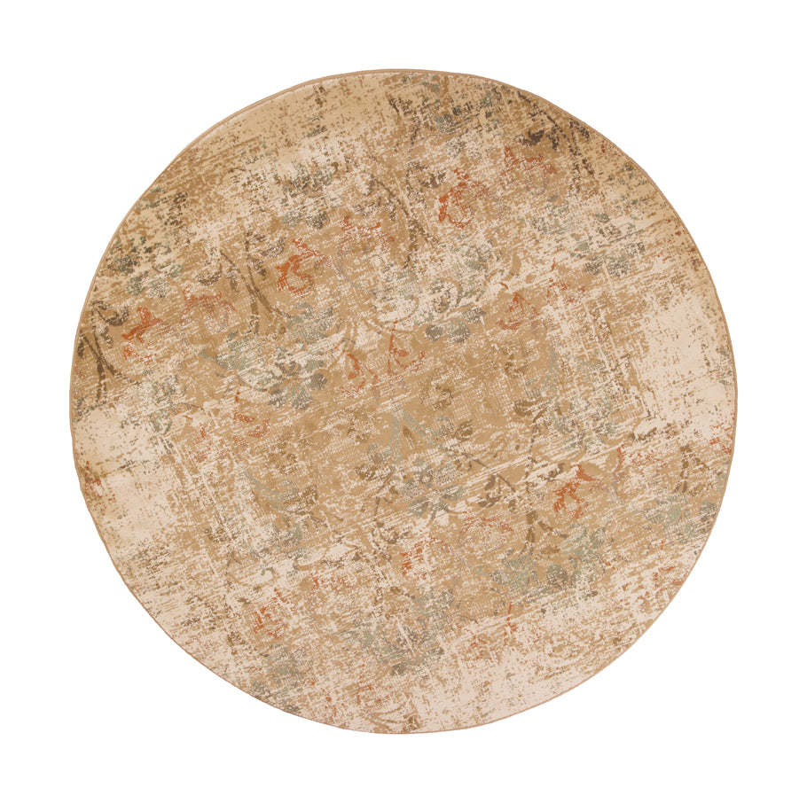 7' Round Champagne Abstract Indoor Area Rug Default Title