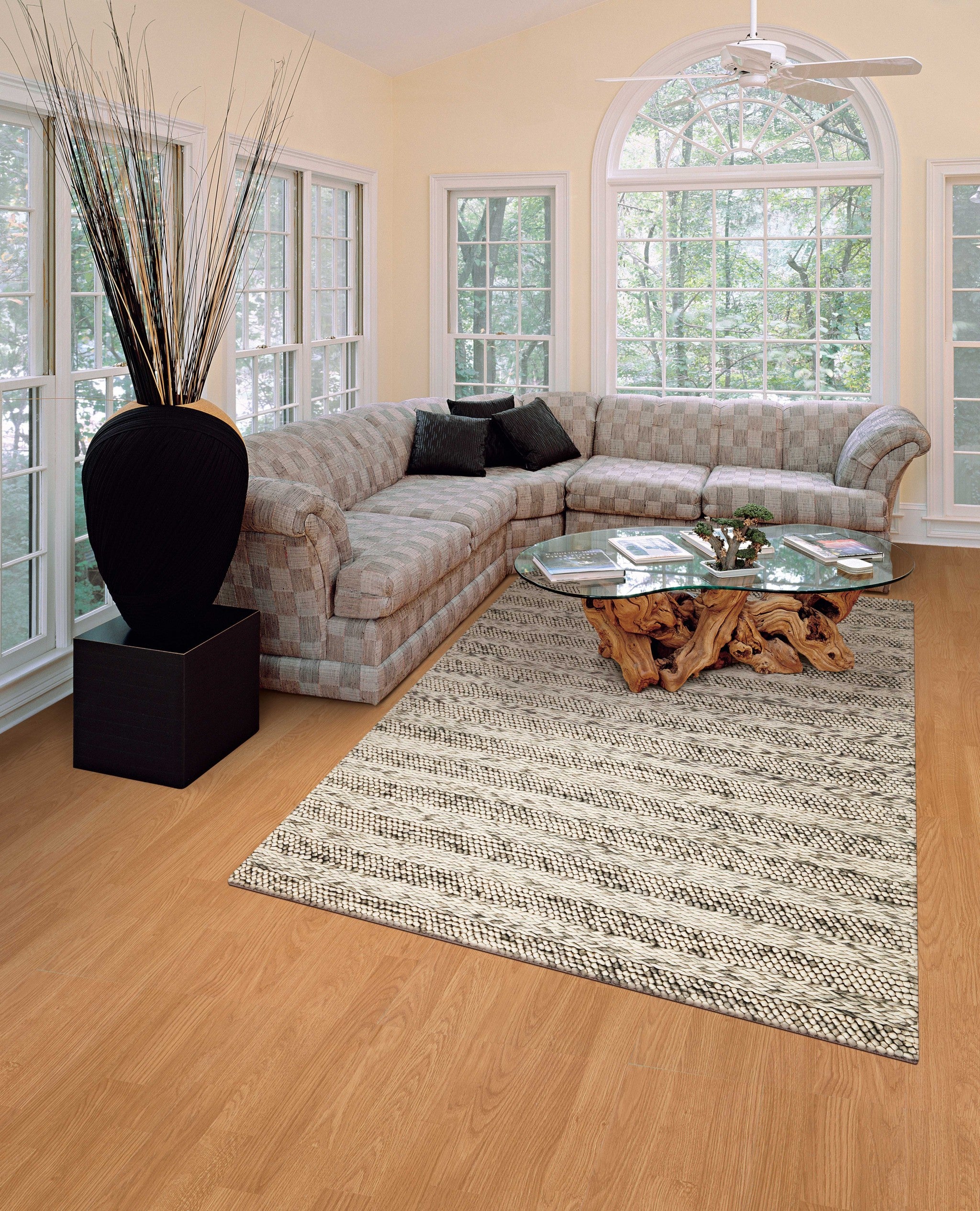 3' x 5' Grey Braided Wool Indoor Area Rug