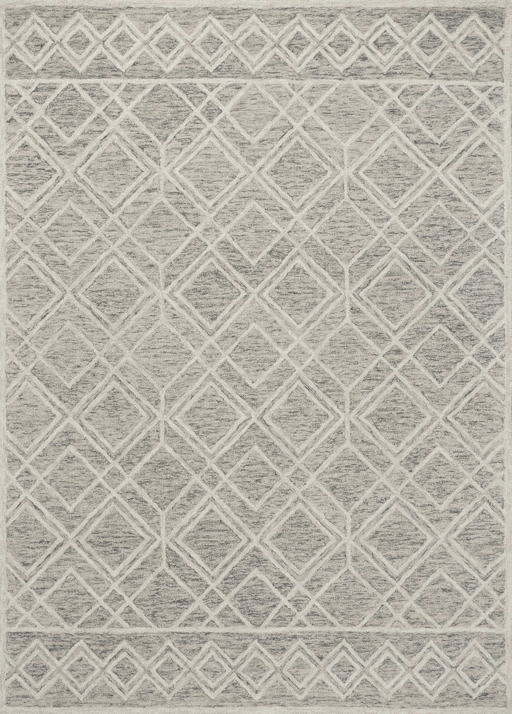 5' x 7' Sand Geometric Diamond Wool Indoor Area Rug Default Title