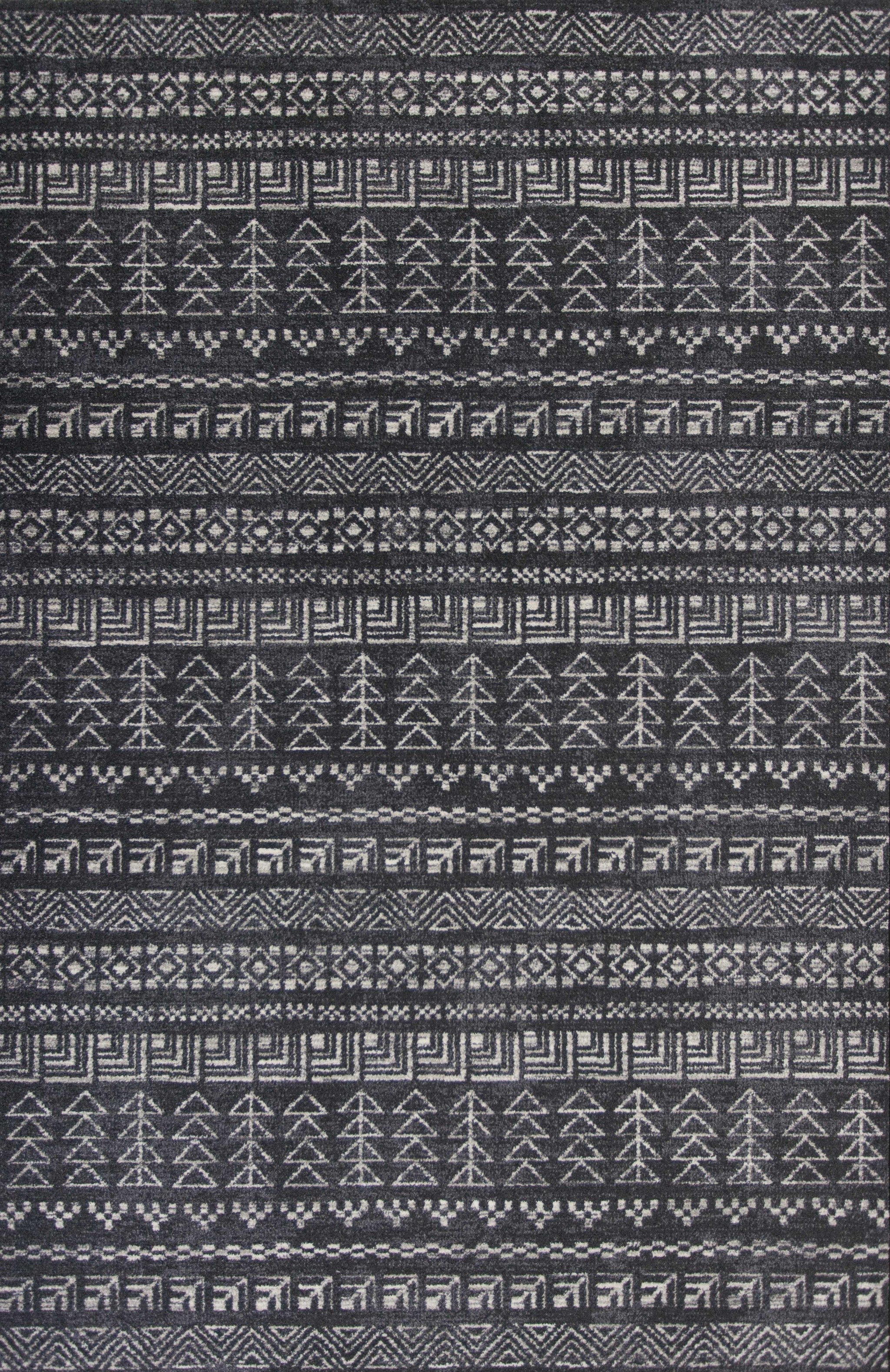 5' x 8' Charcoal Aztec Pattern Indoor Area Rug Default Title