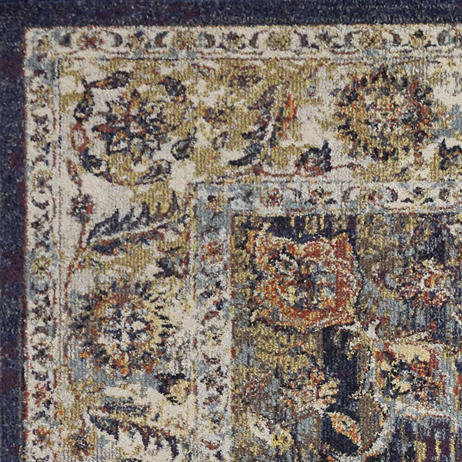 5' x 8' Navy Vintage Medallion Bordered Indoor Area Rug Default Title