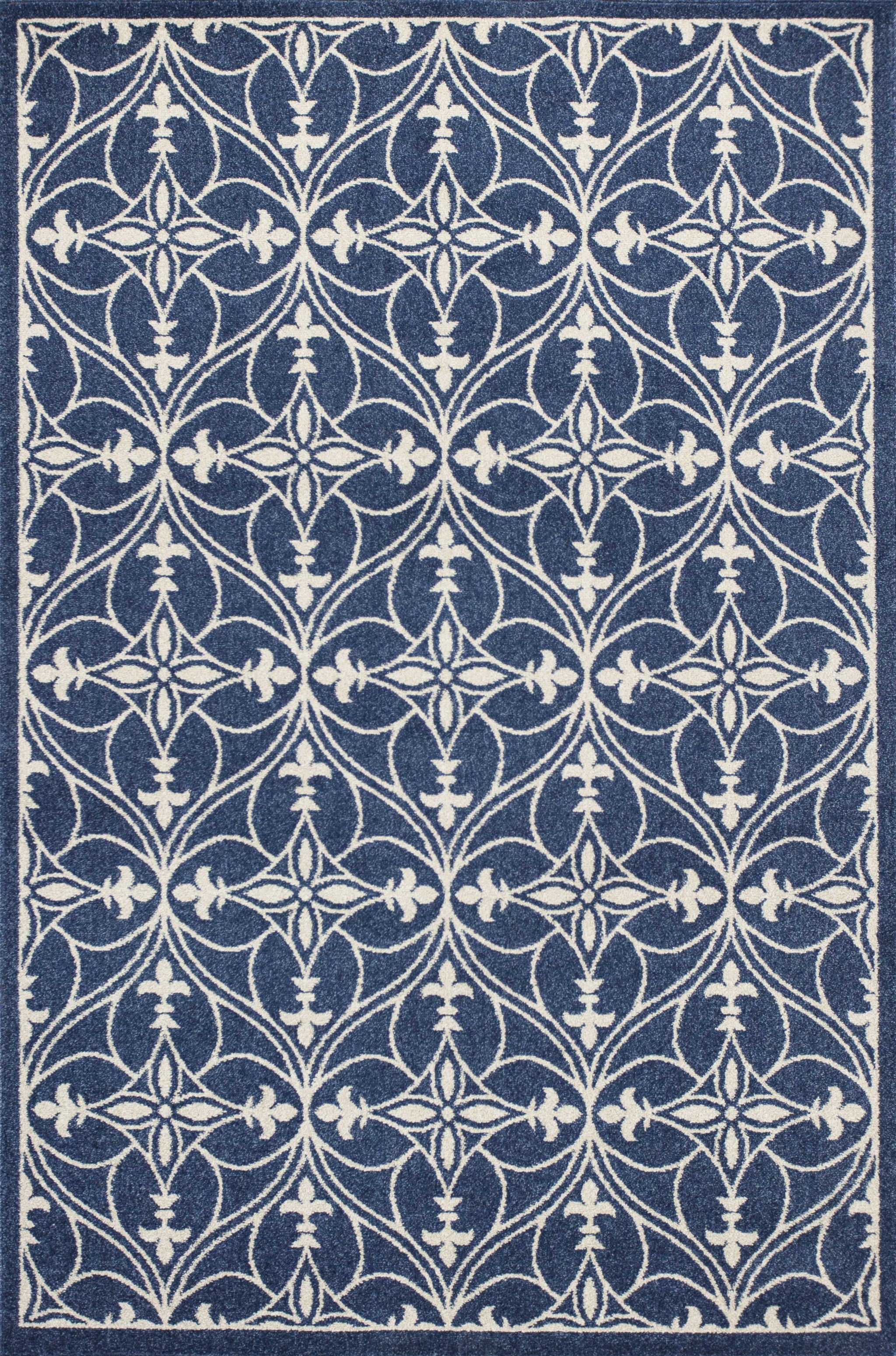 7' x 9' Denim Vintage Trellis UV Treated Indoor Area Rug Default Title
