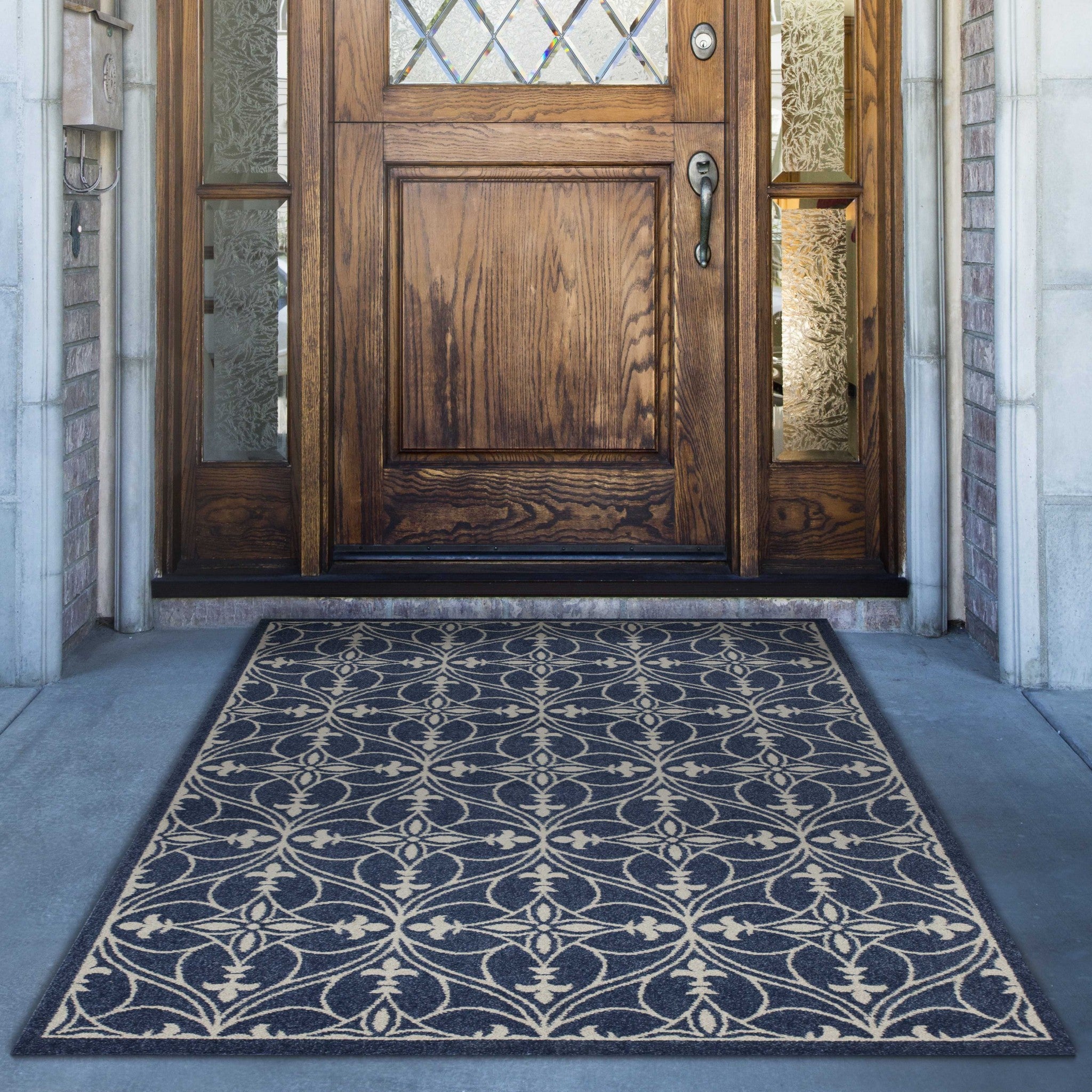 7' x 9' Denim Vintage Trellis UV Treated Indoor Area Rug Default Title