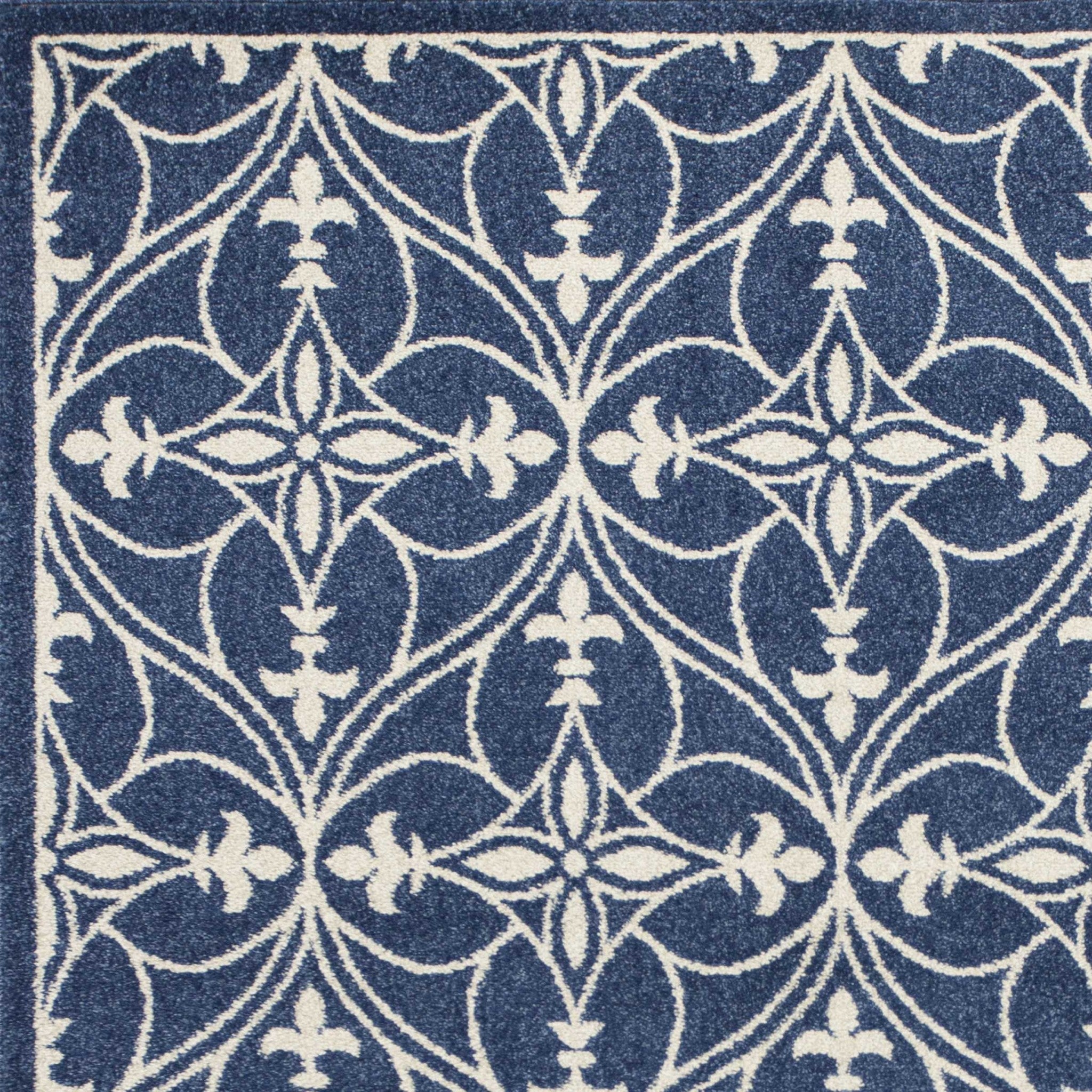 7' x 9' Denim Vintage Trellis UV Treated Indoor Area Rug Default Title