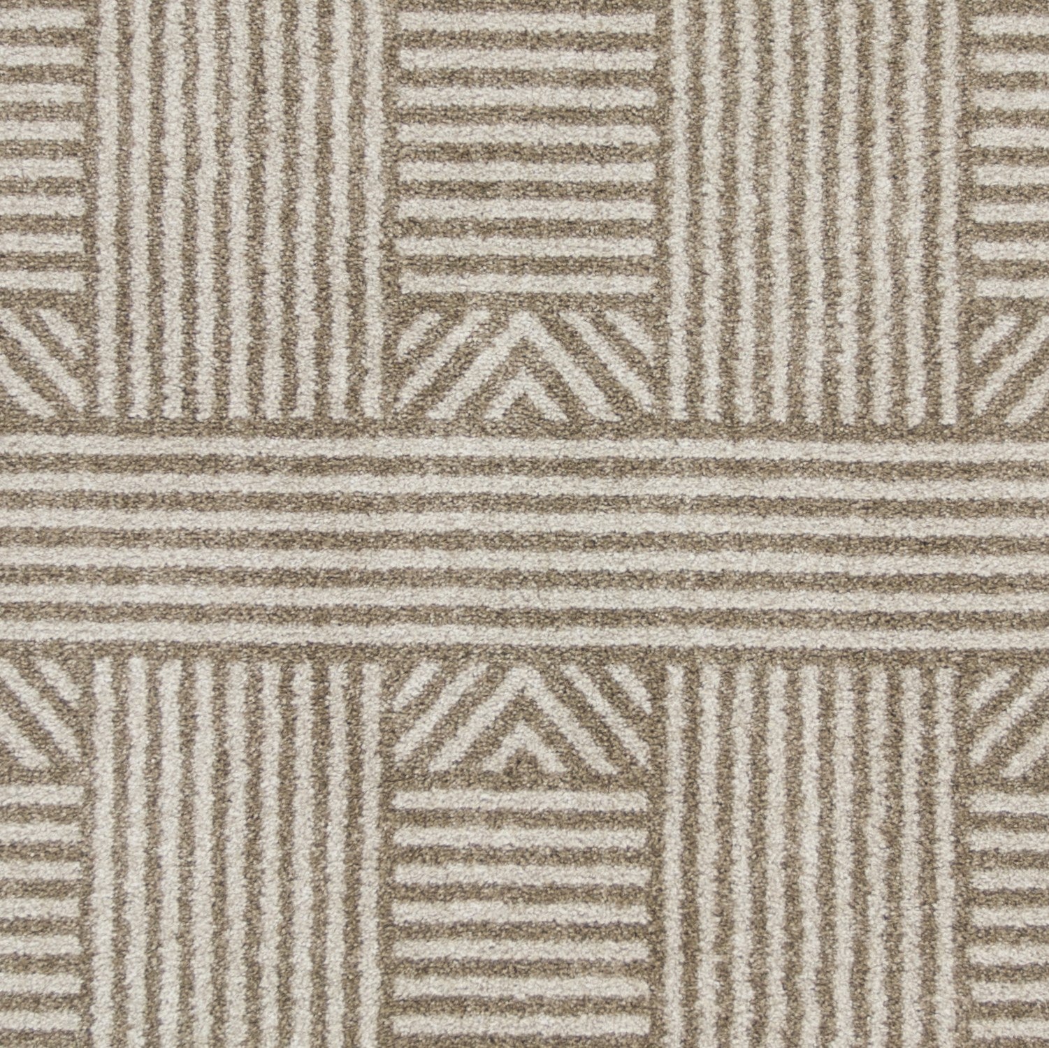 7' x 9' Beige Geometric Lines UV Treated Indoor Area Rug